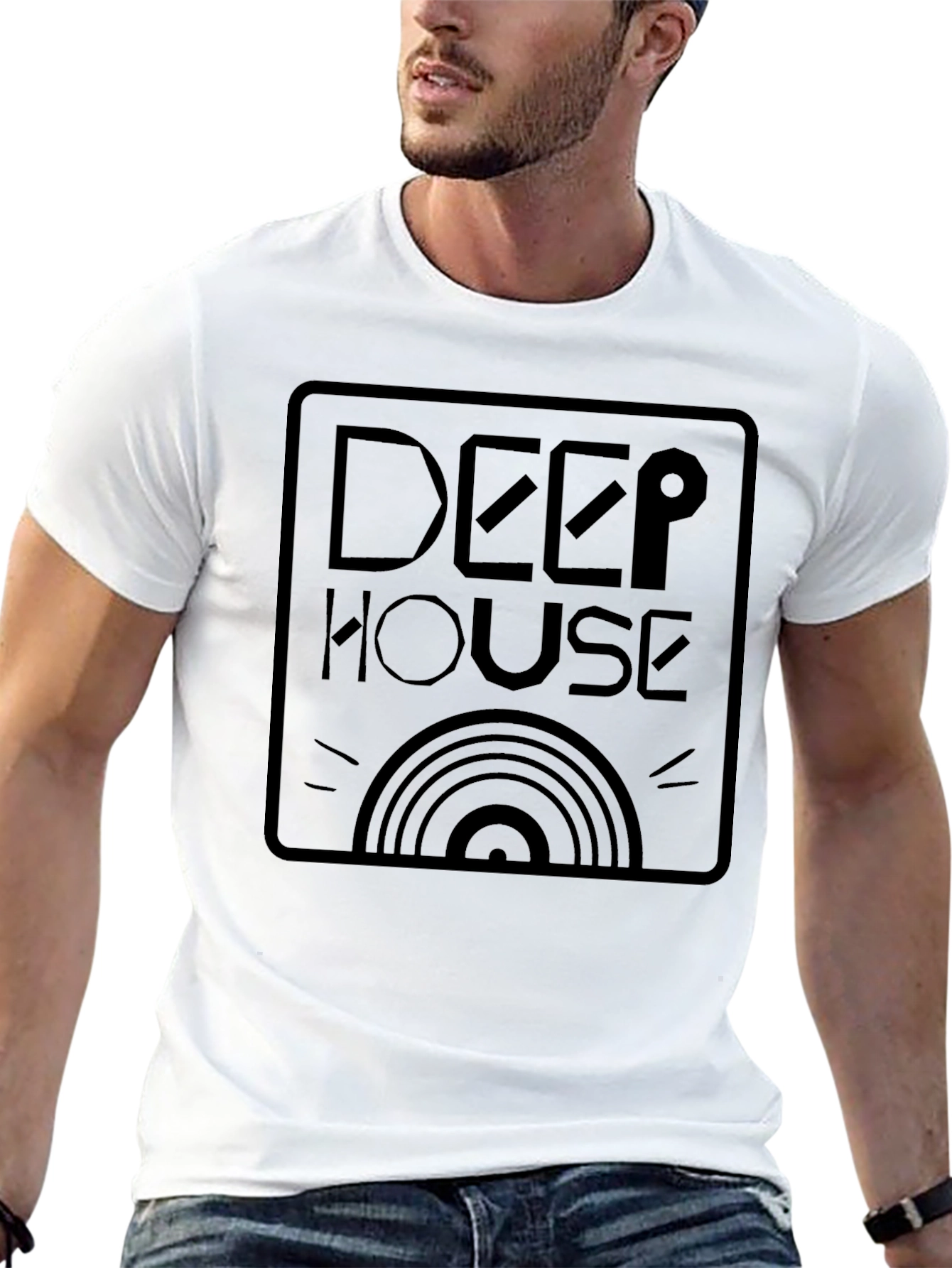 Deep House Graphic Print Black T-Shirt