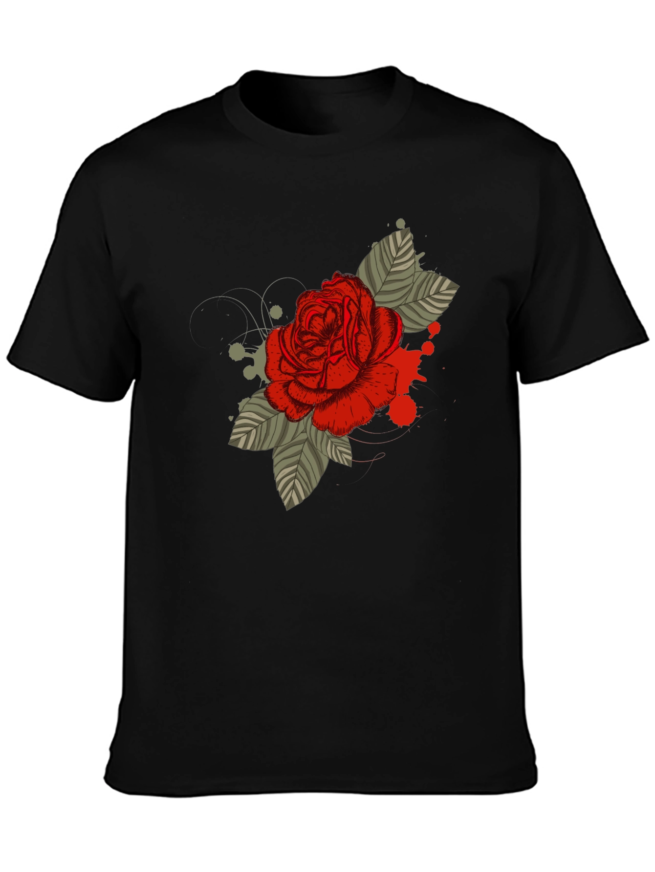 Rose Graphic T-Shirt - Mens Black Tee