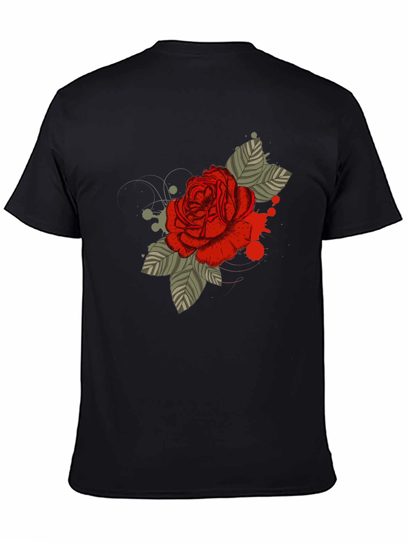 Rose Graphic T-Shirt - Mens Black Tee