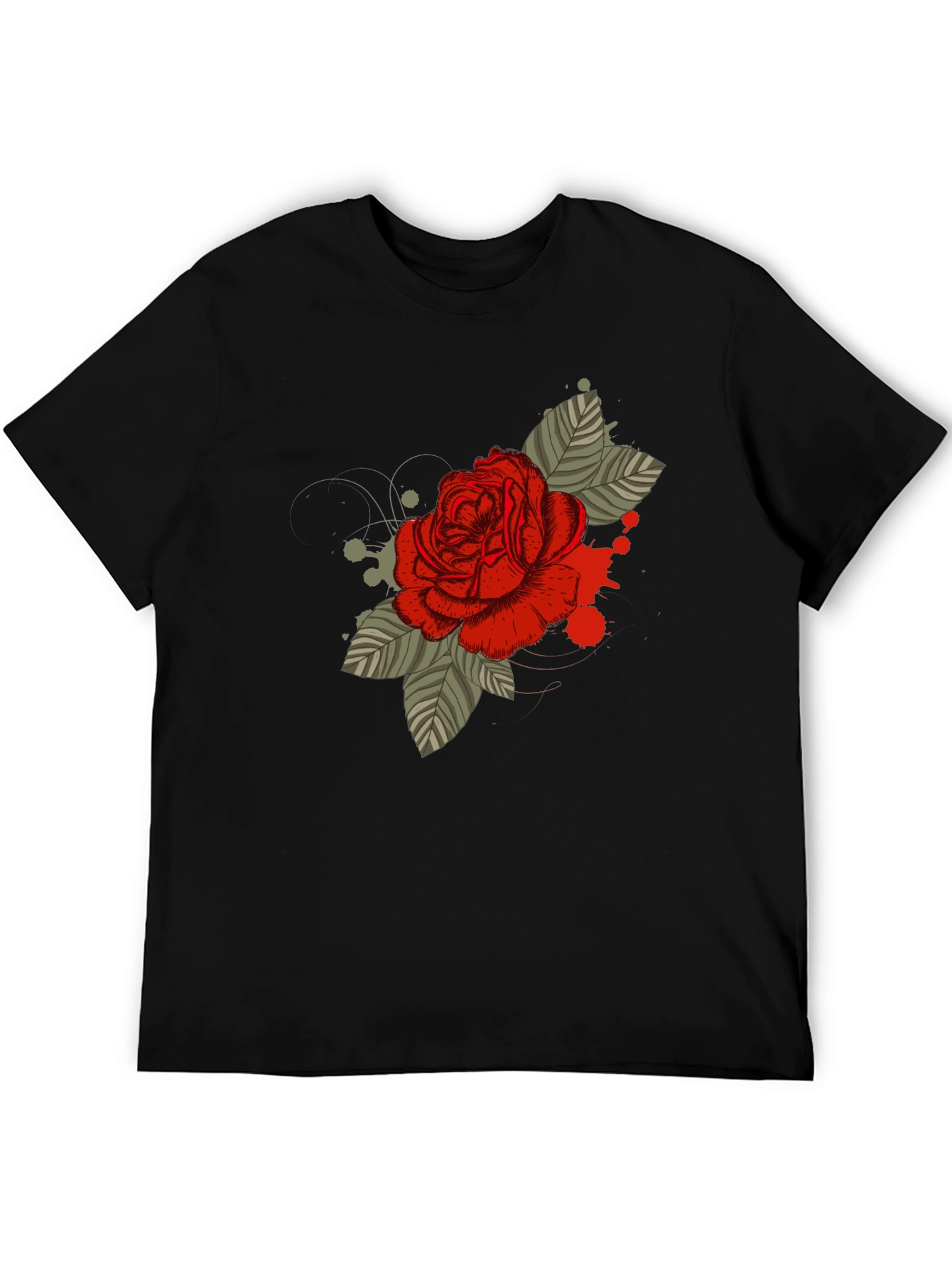 Rose Graphic T-Shirt - Mens Black Tee
