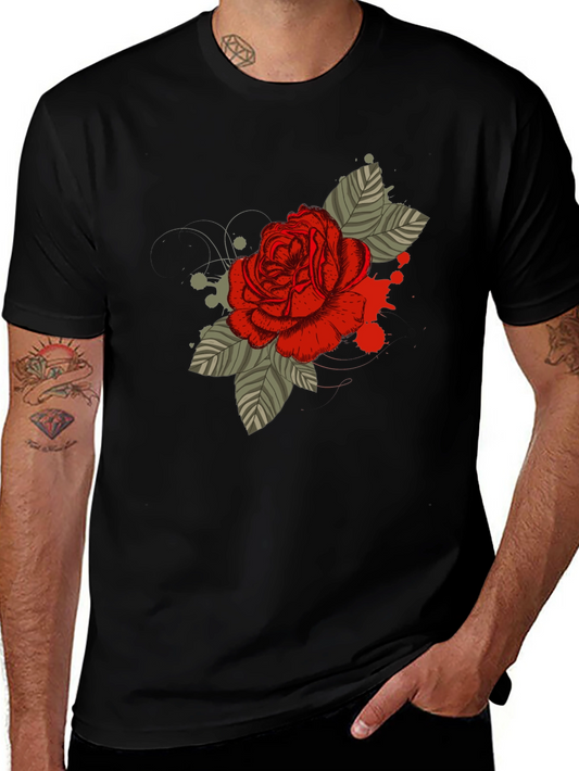Rose Graphic T-Shirt - Mens Black Tee