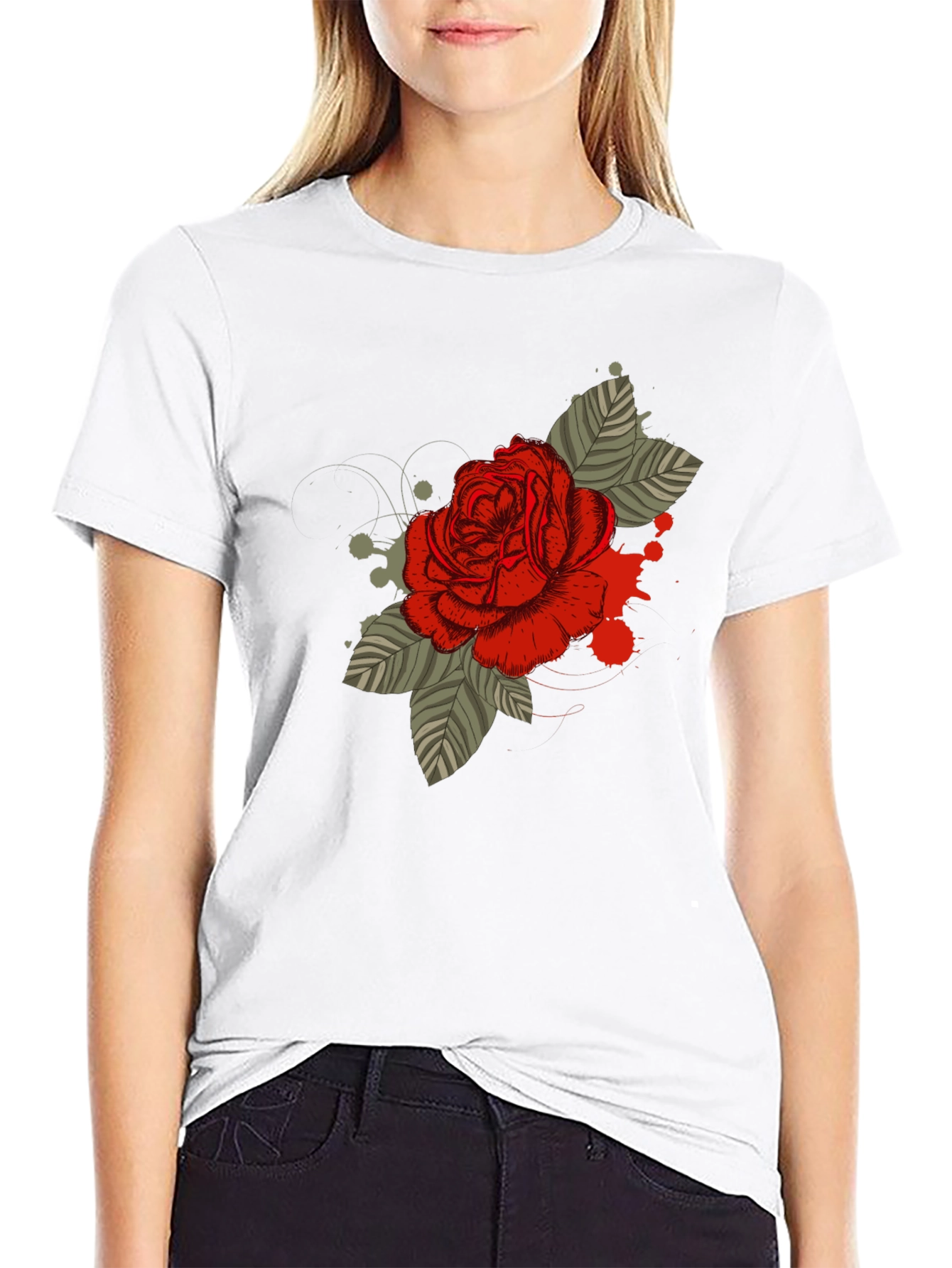 Rose Graphic T-Shirt - Mens Black Tee