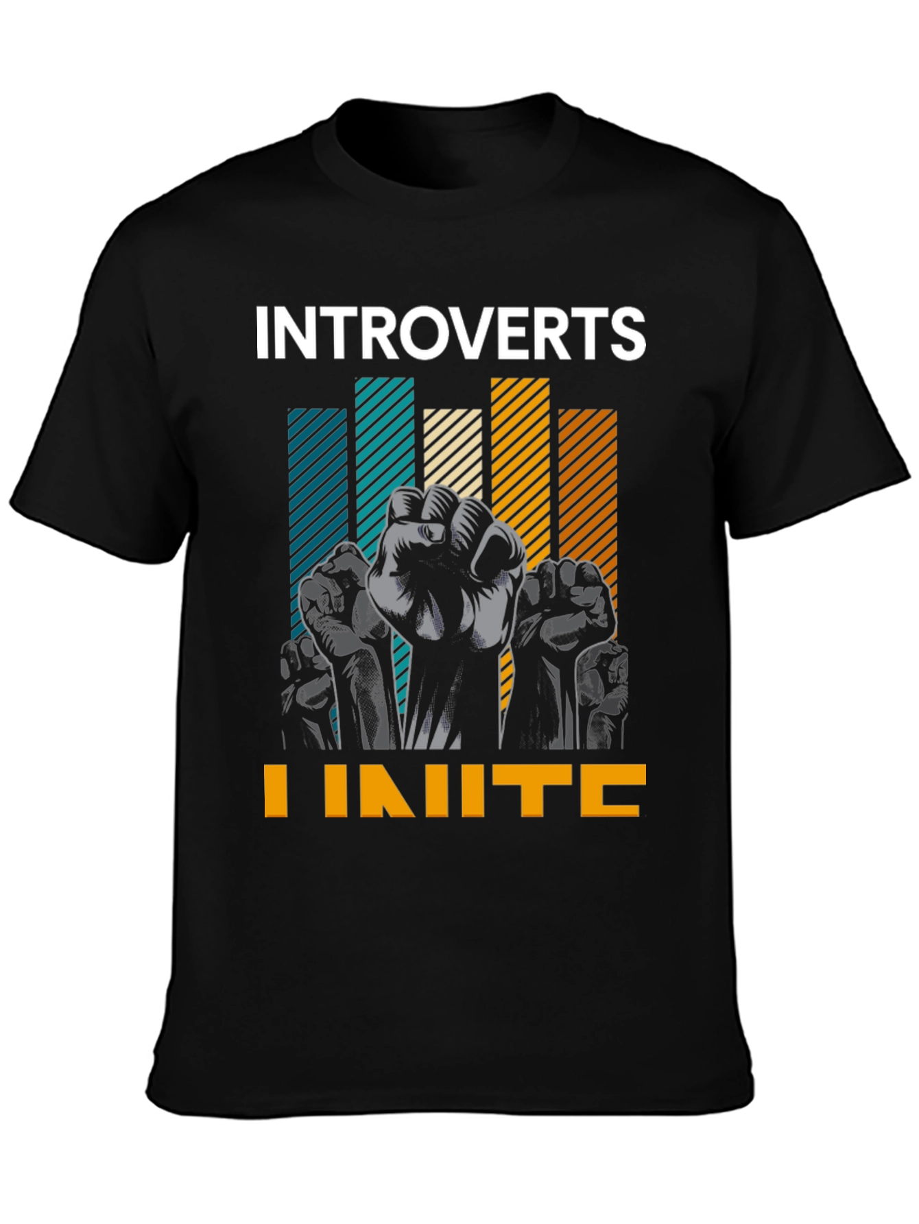 Introverts Unite Graphic Tee - Black Cotton T-Shirt