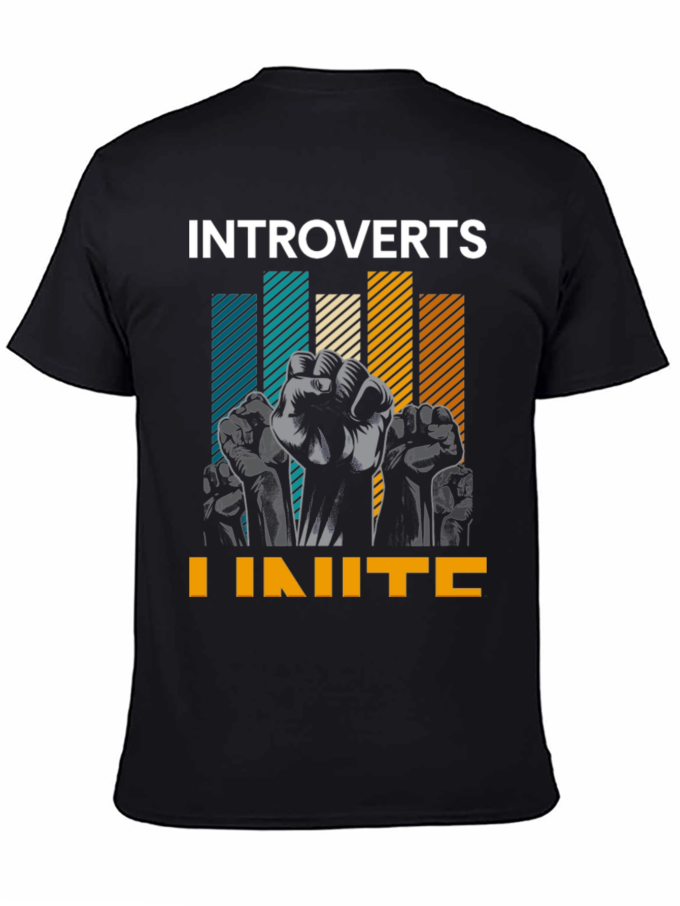 Introverts Unite Graphic Tee - Black Cotton T-Shirt