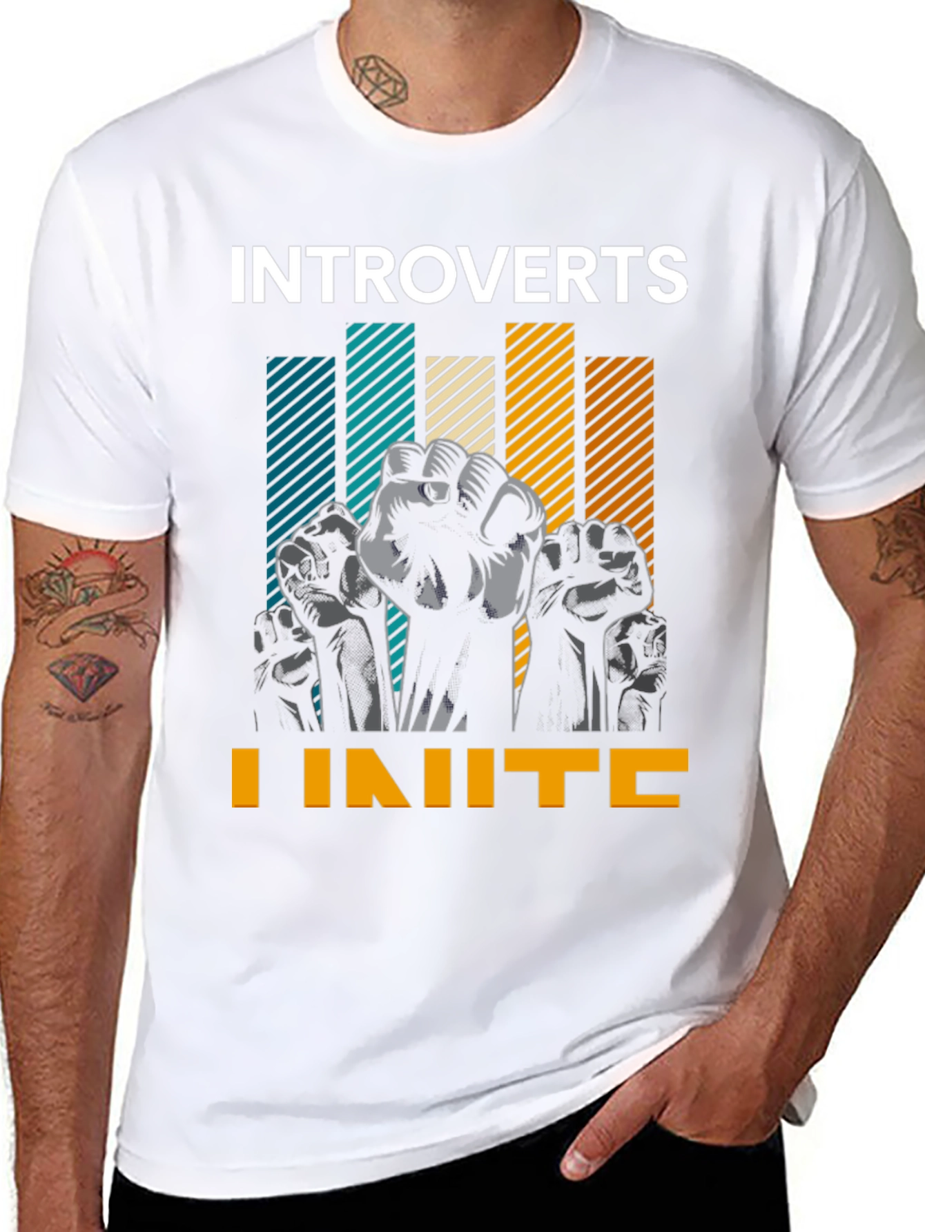 Introverts Unite Graphic Tee - Black Cotton T-Shirt