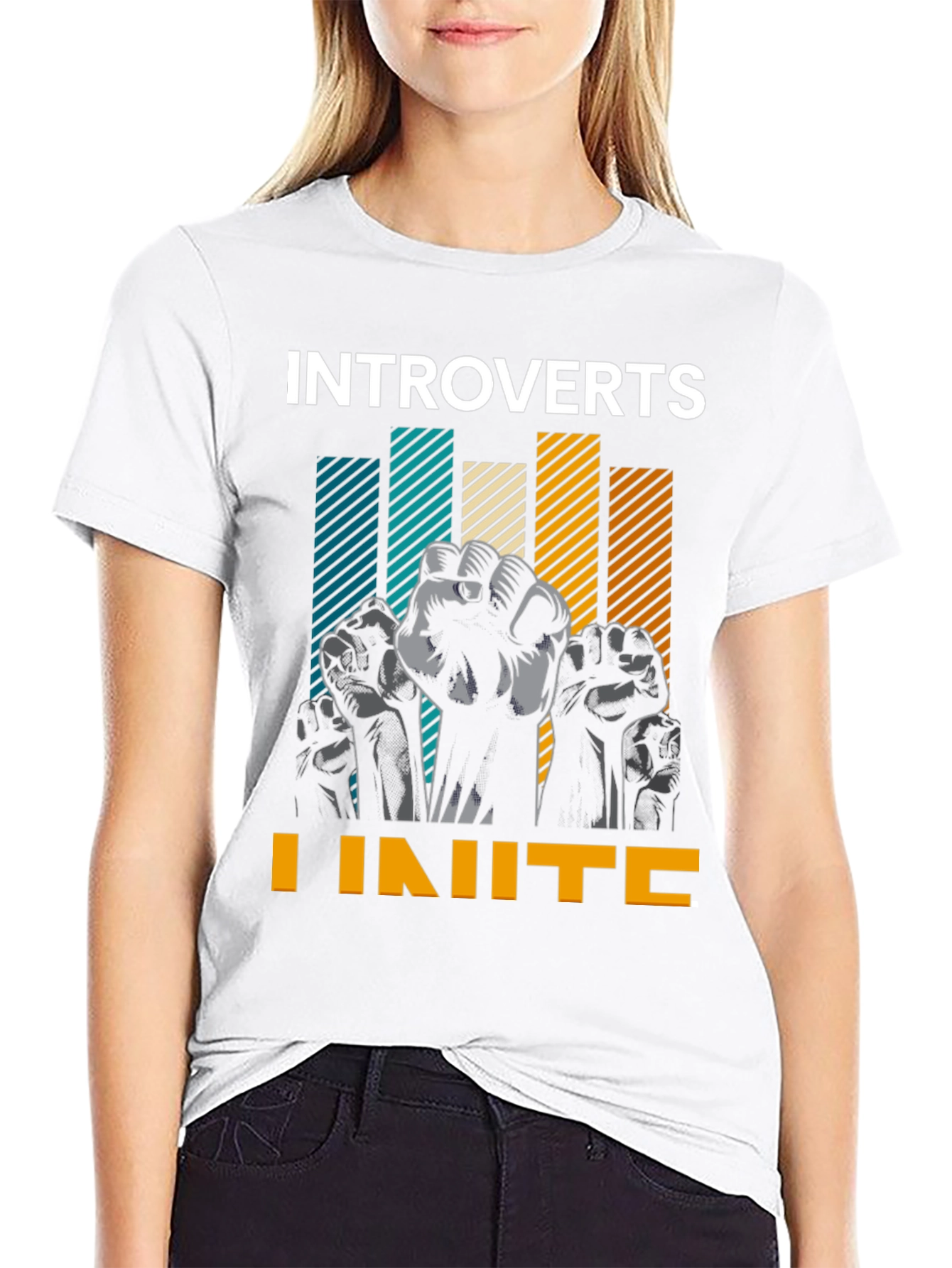 Introverts Unite Graphic Tee - Black Cotton T-Shirt