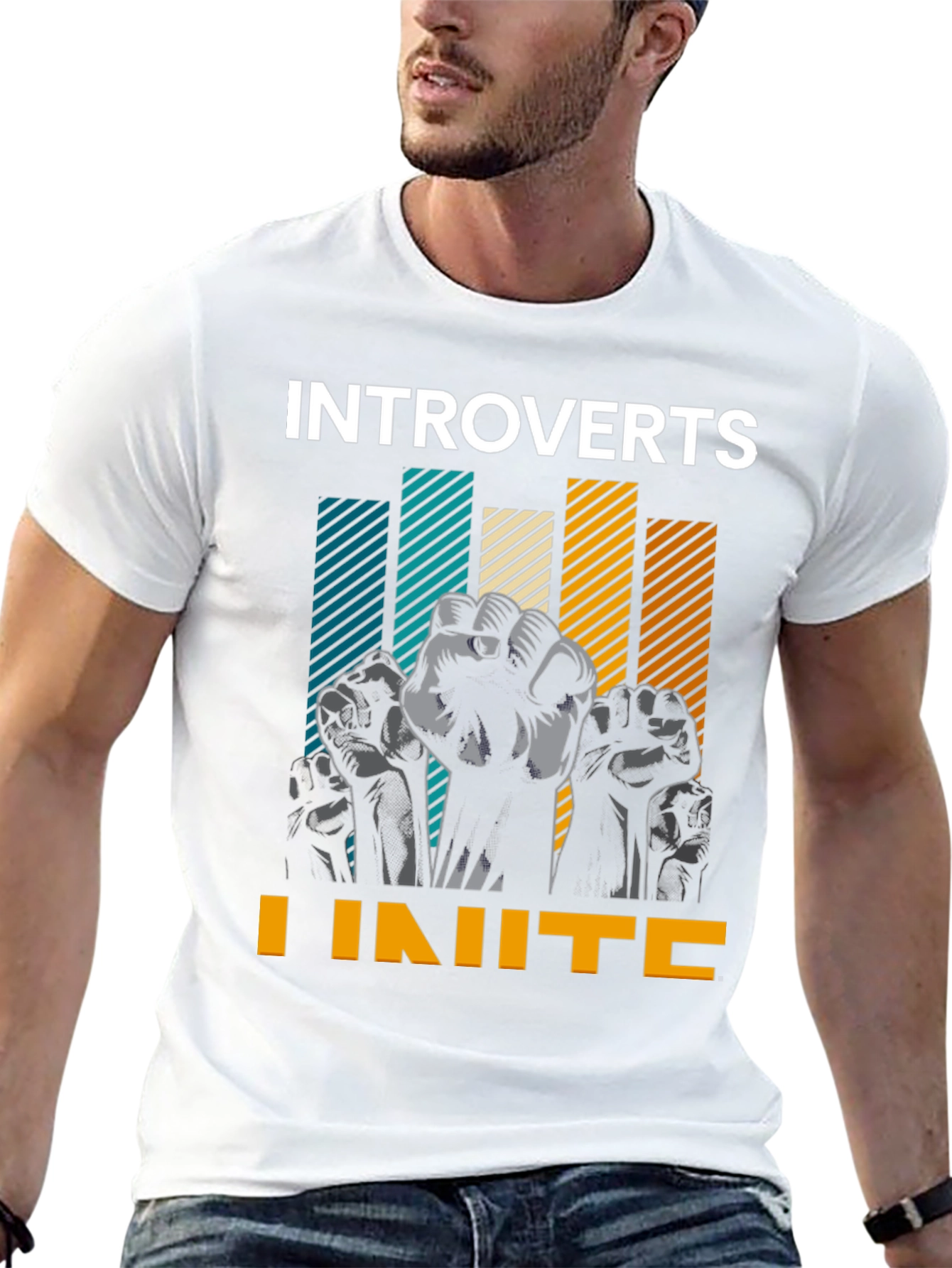 Introverts Unite Graphic Tee - Black Cotton T-Shirt