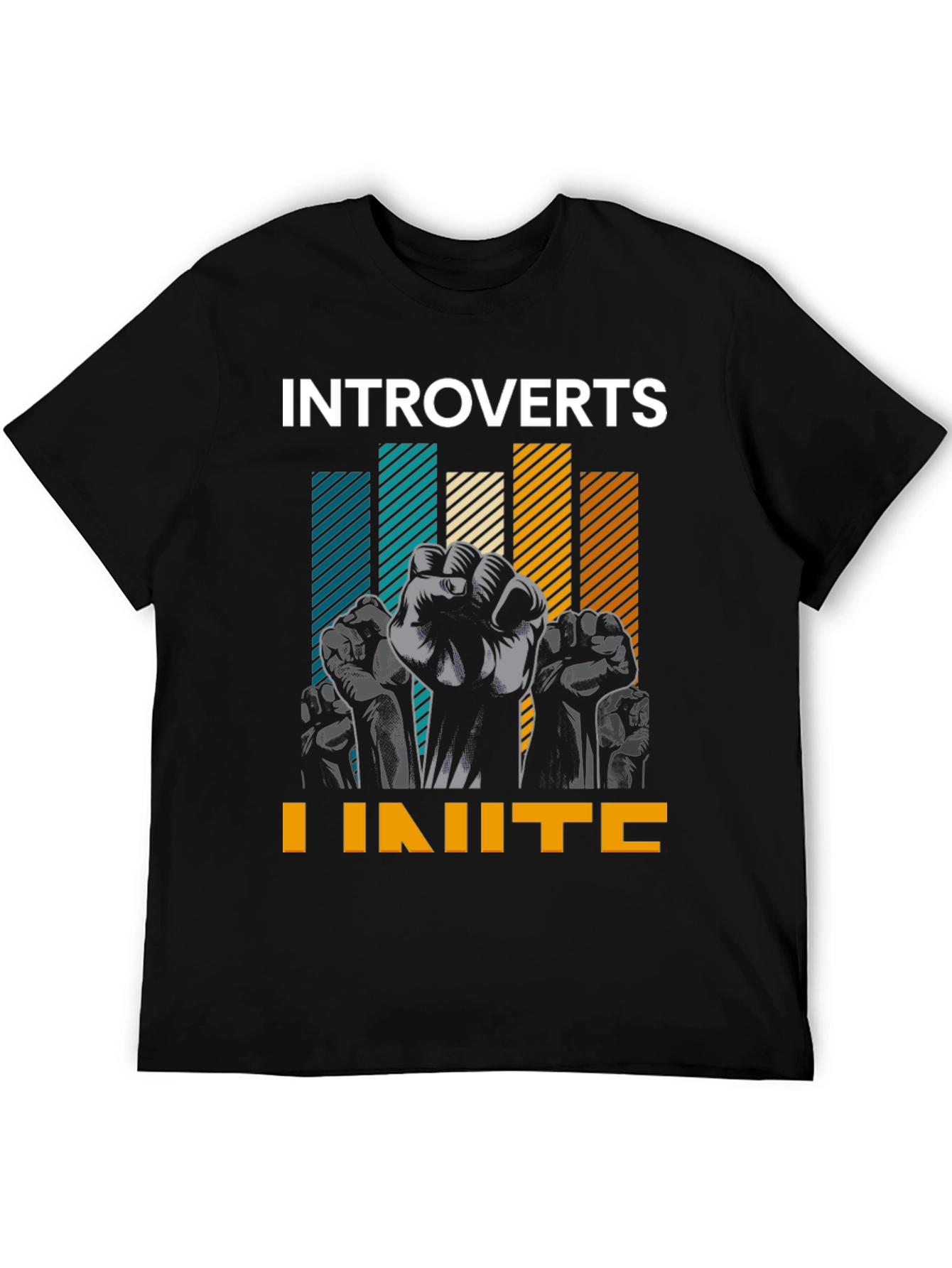 Introverts Unite Graphic Tee - Black Cotton T-Shirt