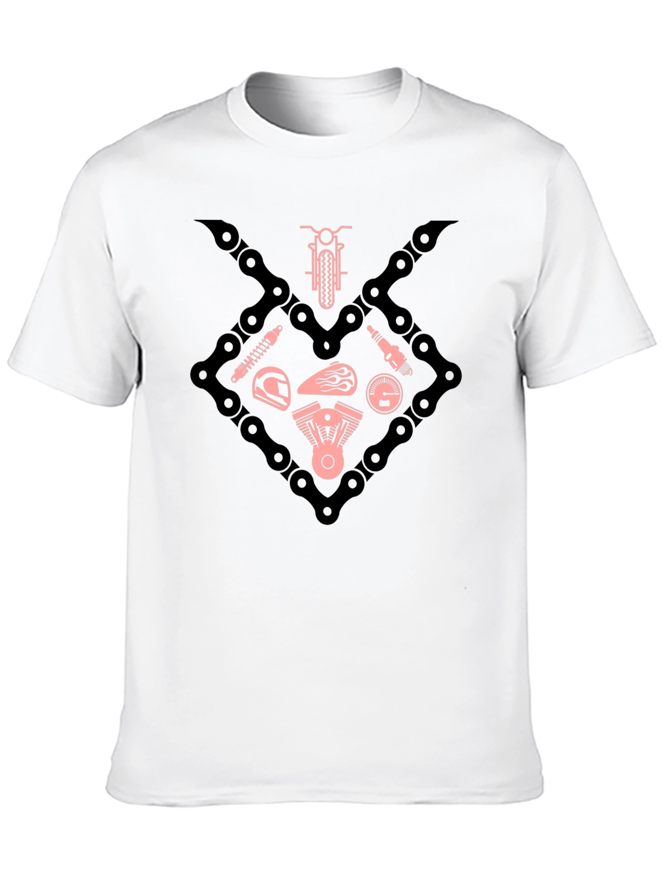 Motorcycle Chain & Parts Graphic Tee - Black