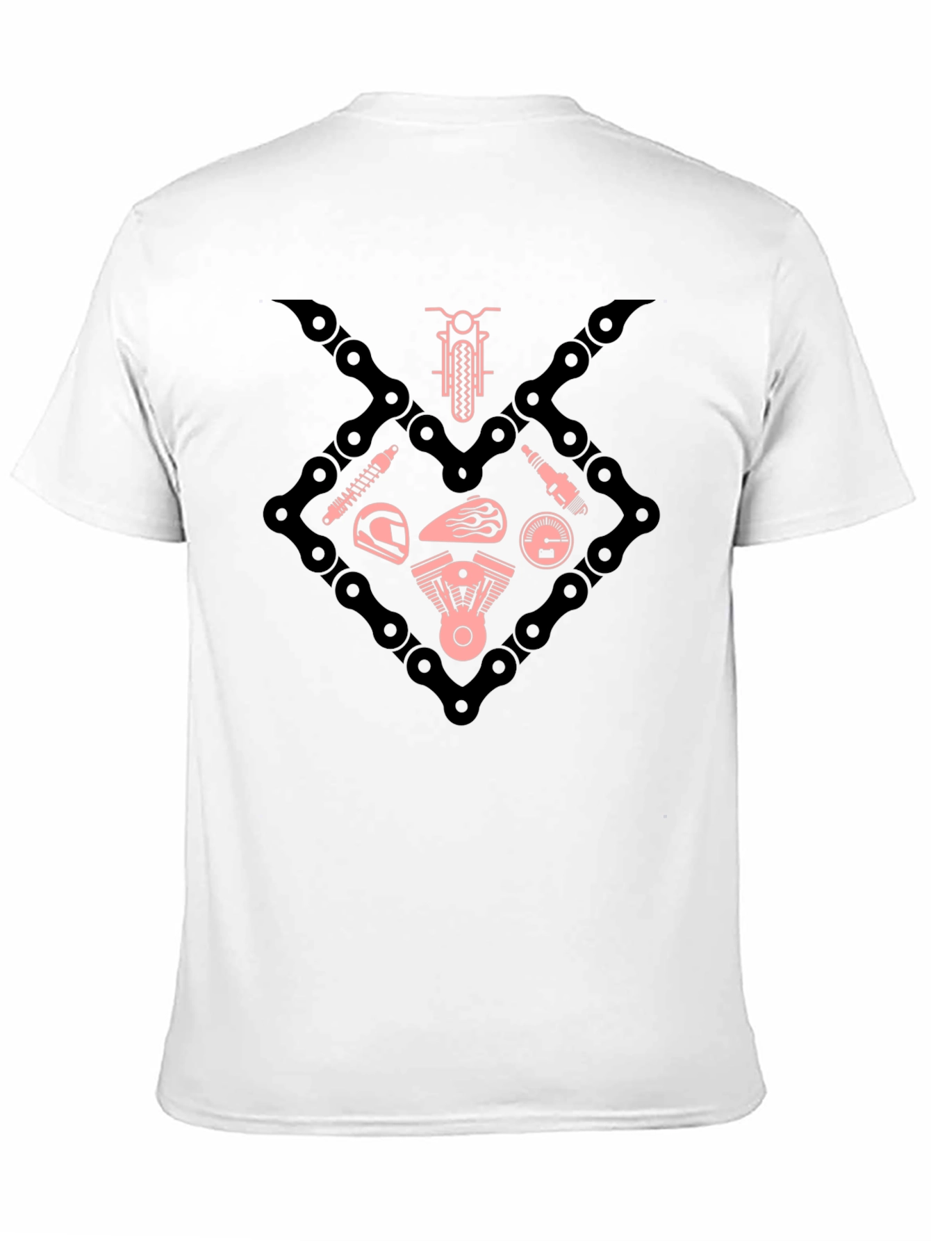 Motorcycle Chain & Parts Graphic Tee - Black