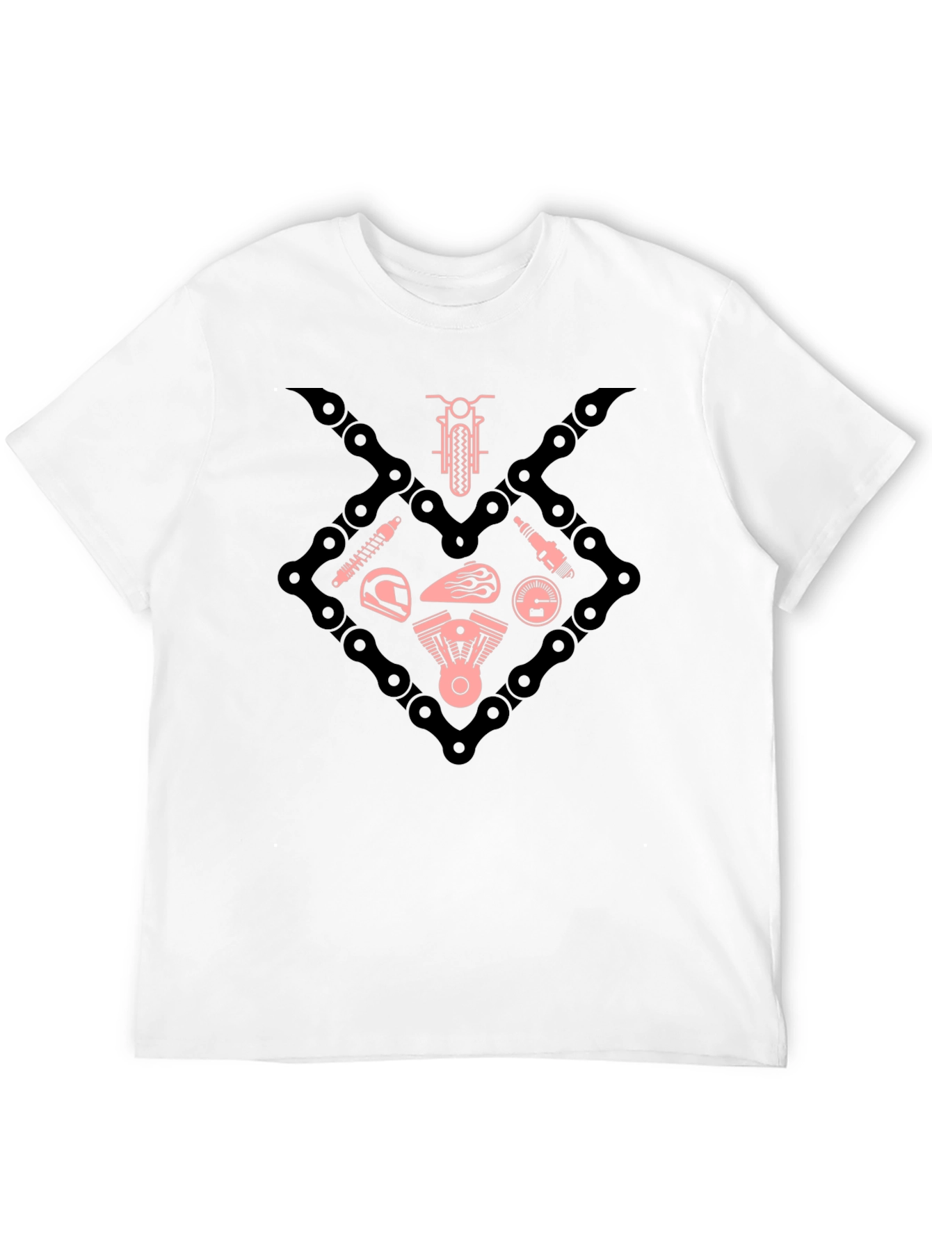 Motorcycle Chain & Parts Graphic Tee - Black