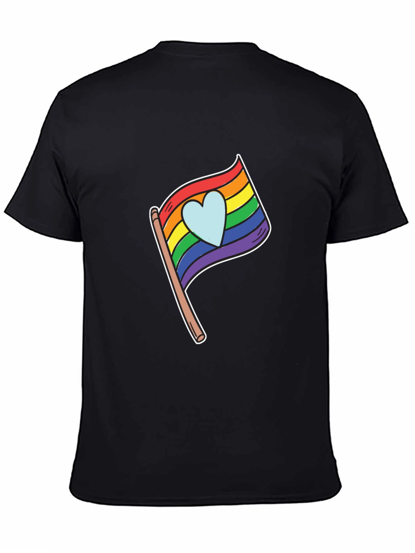 Pride Heart Flag Graphic Black T-Shirt