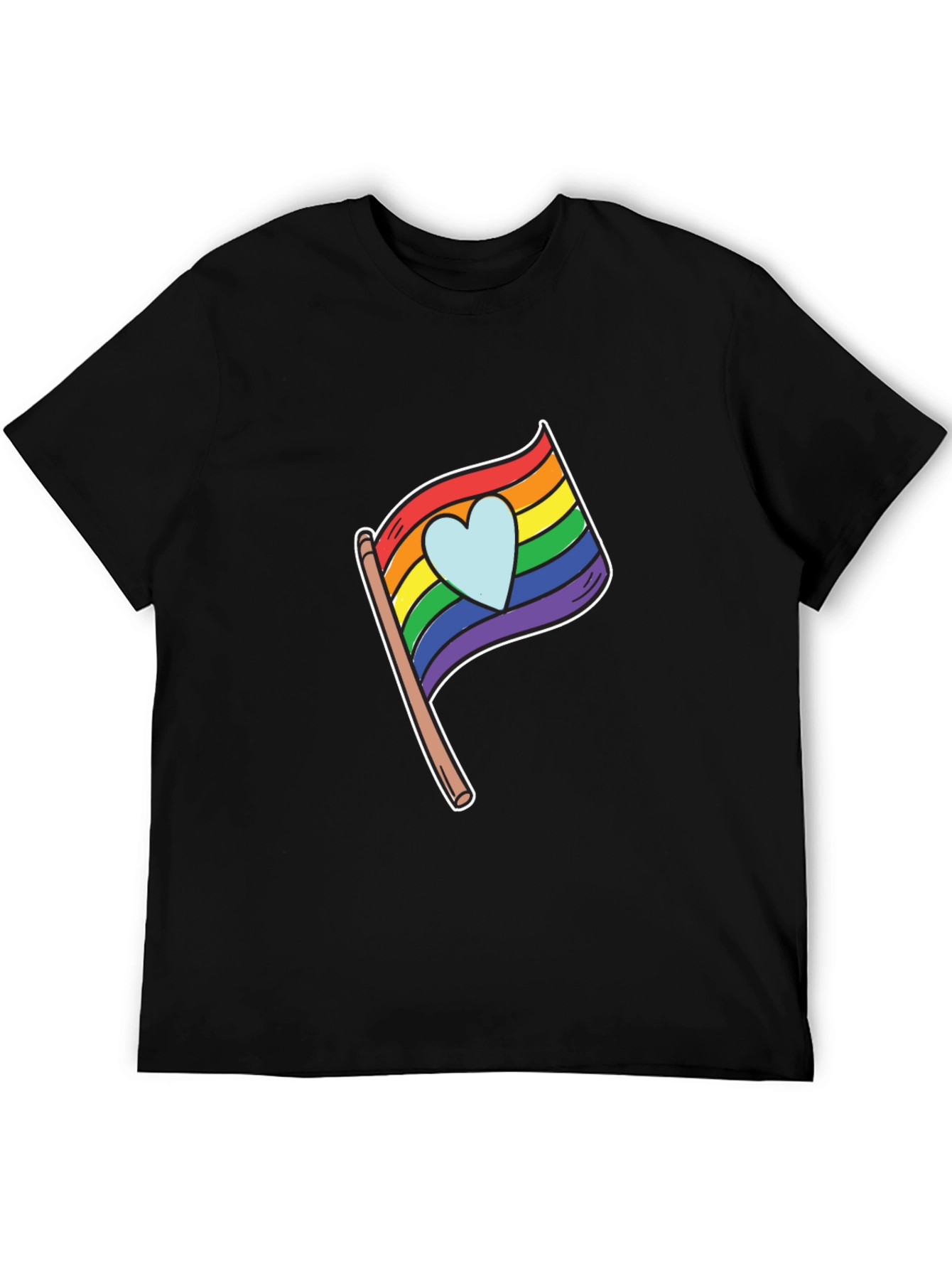 Pride Heart Flag Graphic Black T-Shirt