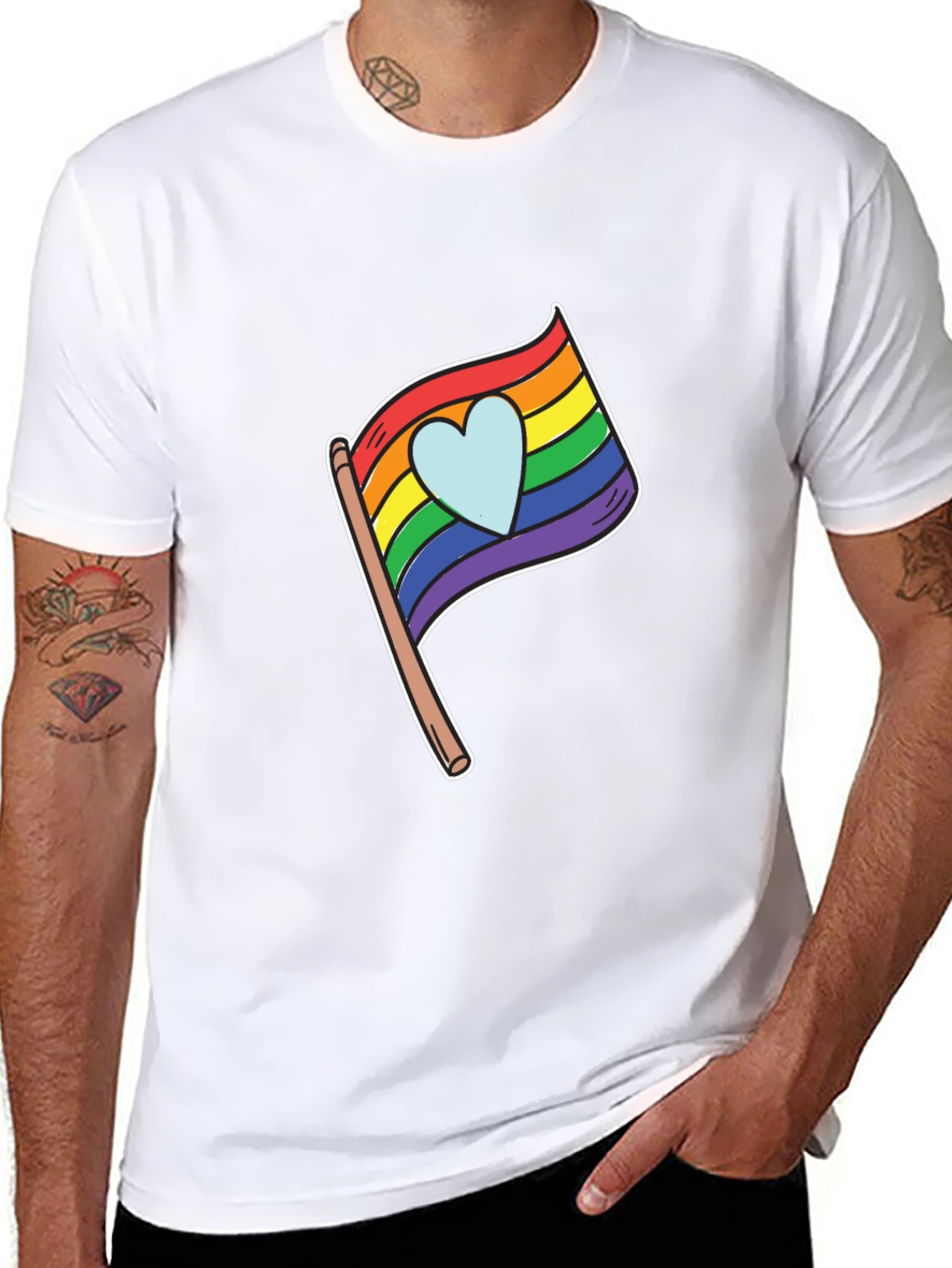 Pride Heart Flag Graphic Black T-Shirt