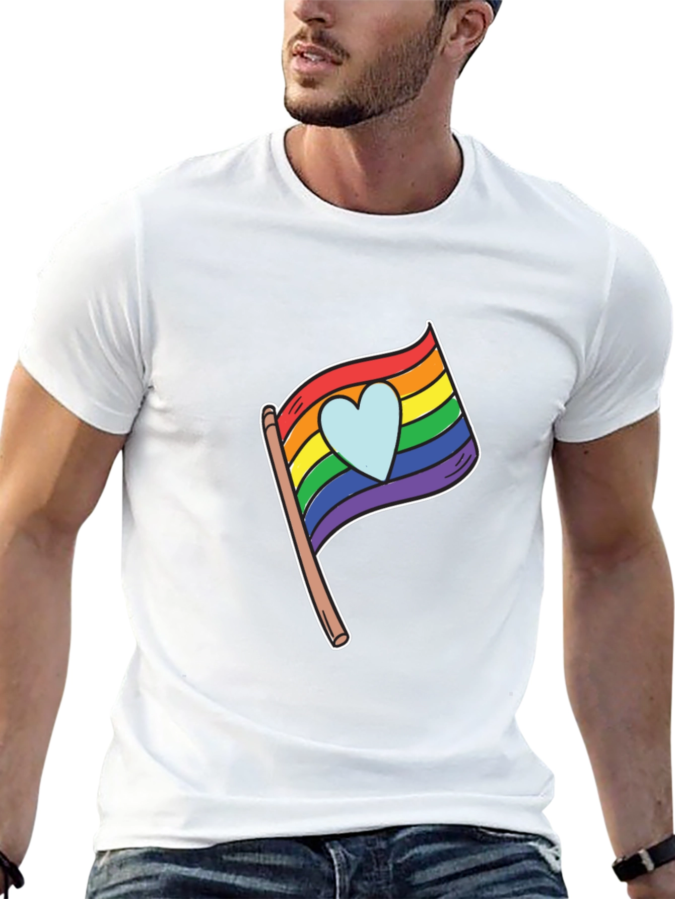 Pride Heart Flag Graphic Black T-Shirt