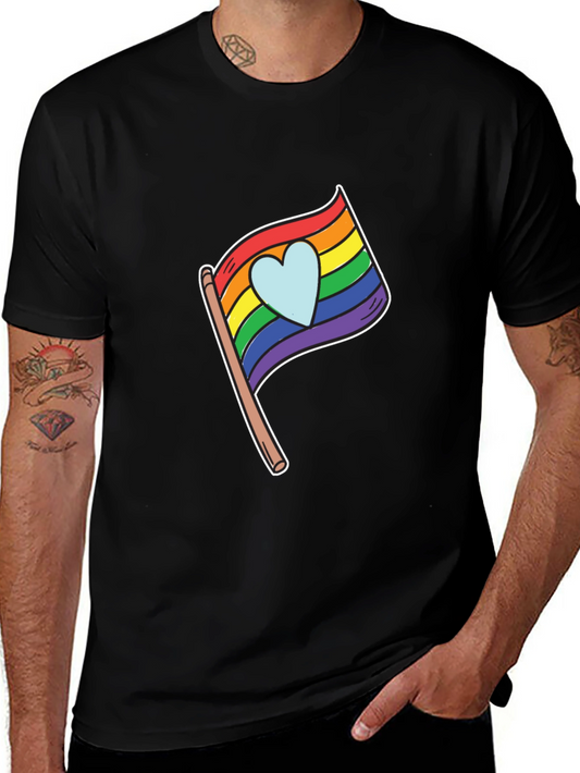 Pride Heart Flag Graphic Black T-Shirt