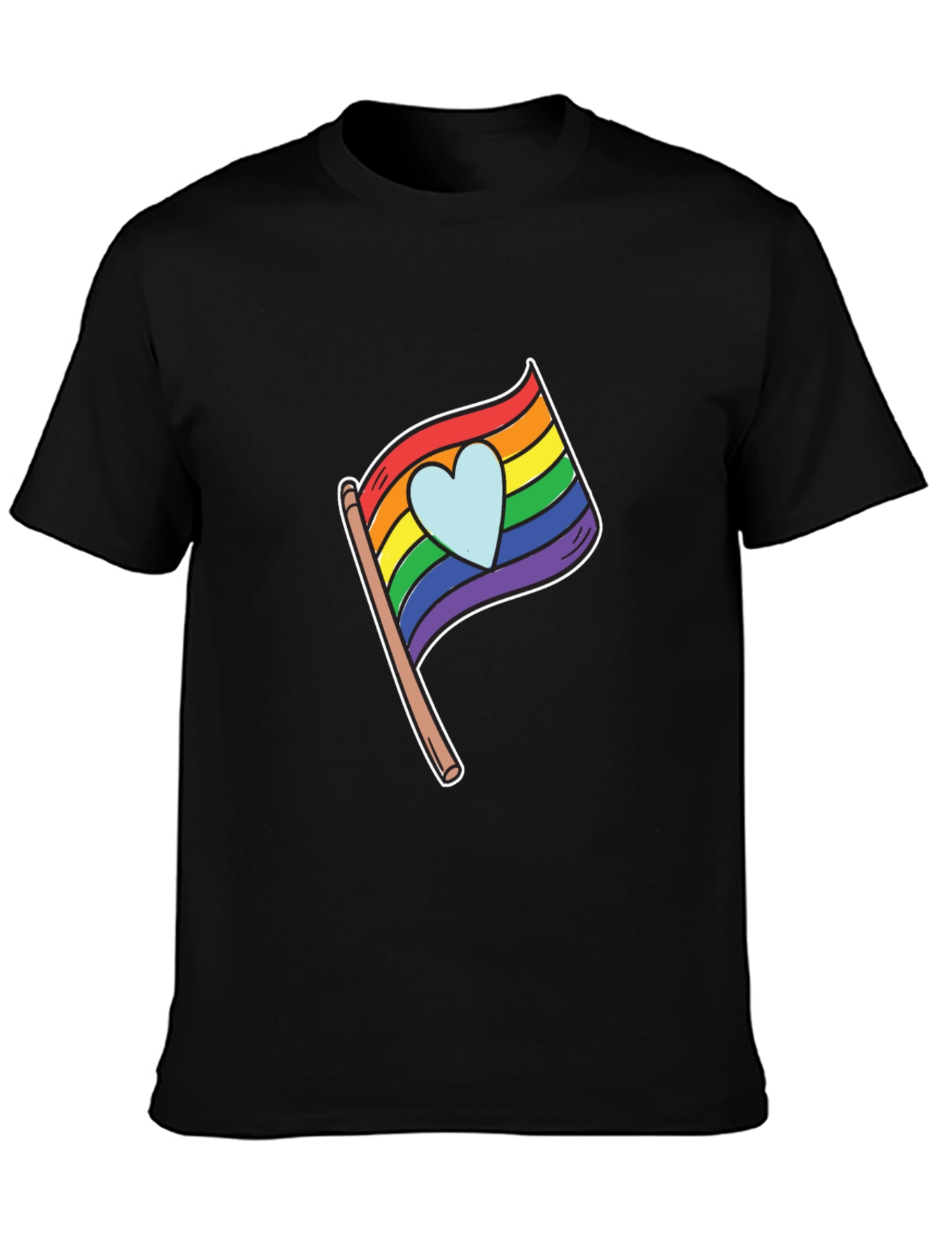 Pride Heart Flag Graphic Black T-Shirt