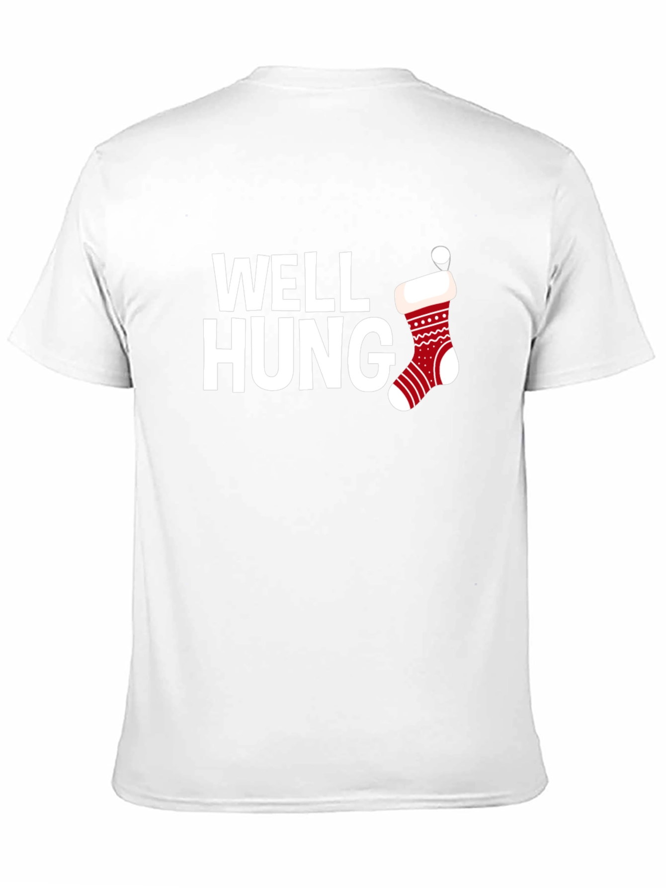Well Hung Christmas Stocking Black T-Shirt