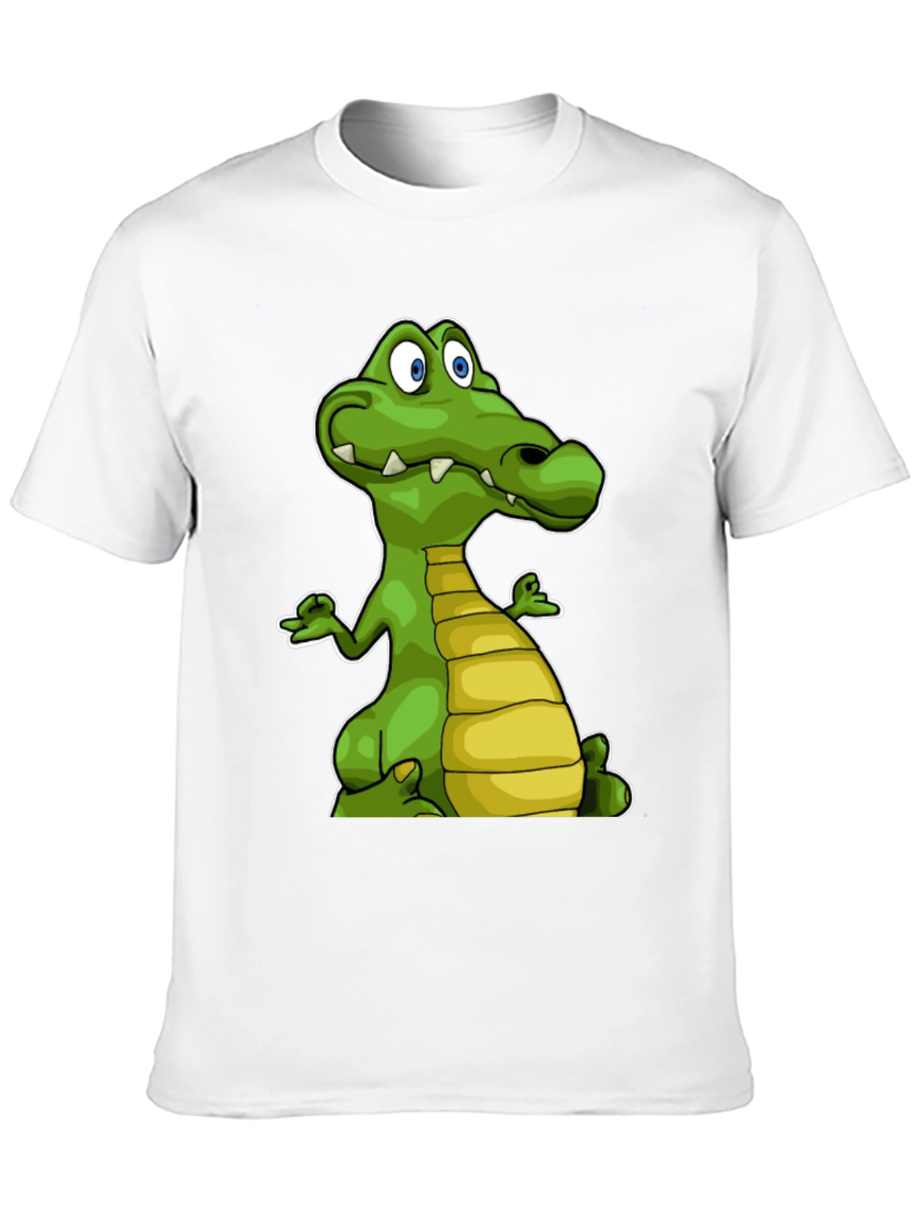 Cartoon Crocodile Graphic Tee - Black Cotton T-Shirt