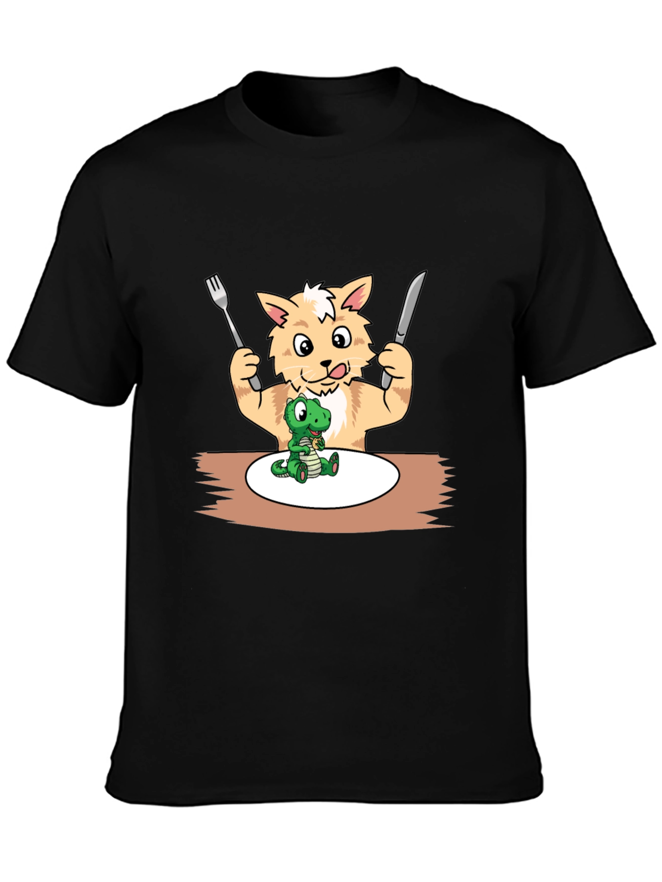 Funny Cat Eating Dinosaur T-Shirt