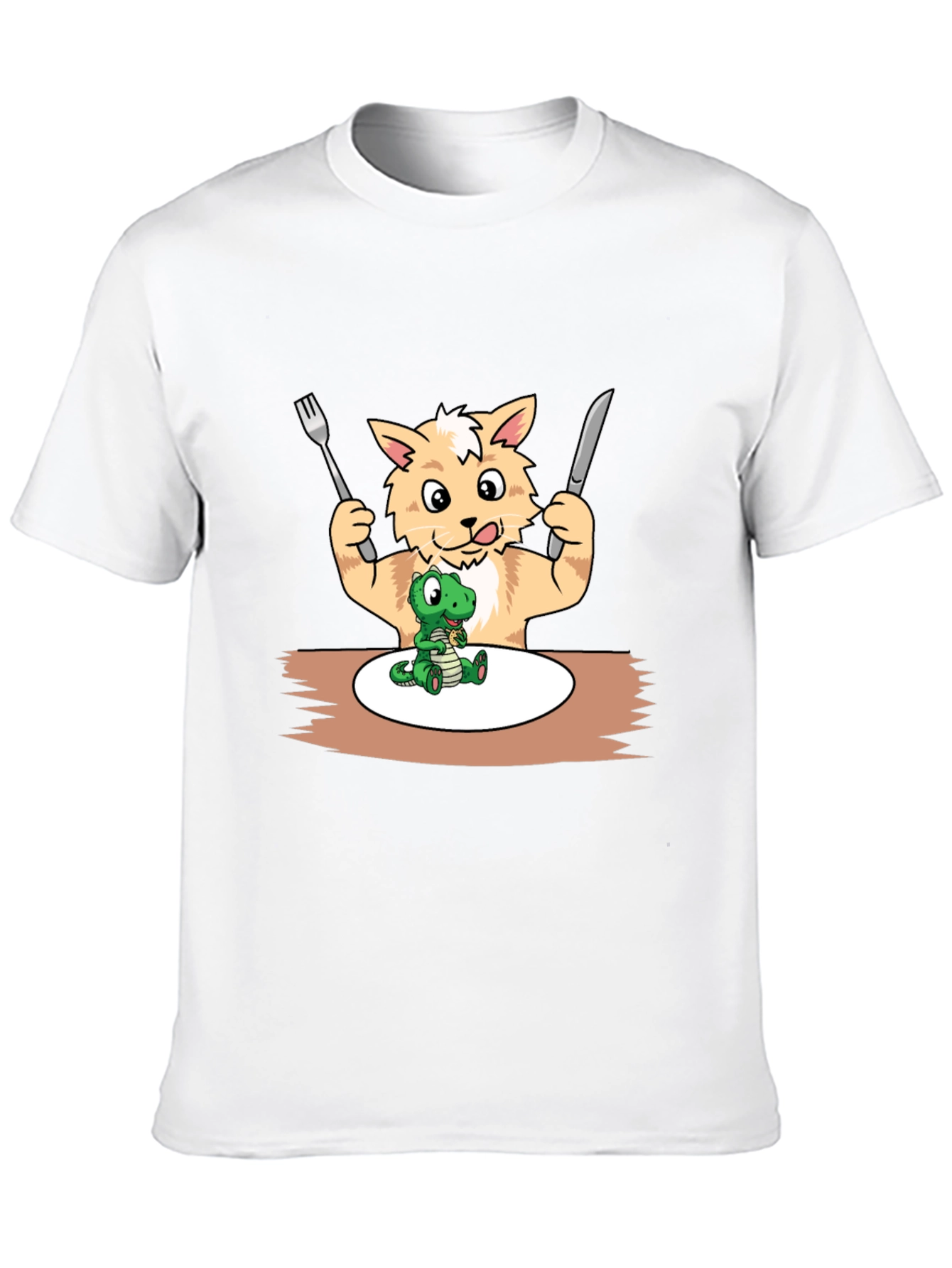 Funny Cat Eating Dinosaur T-Shirt