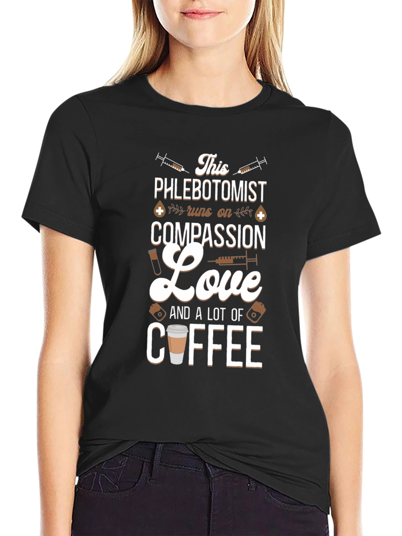 Phlebotomist Compassion Love and Coffee T-Shirt