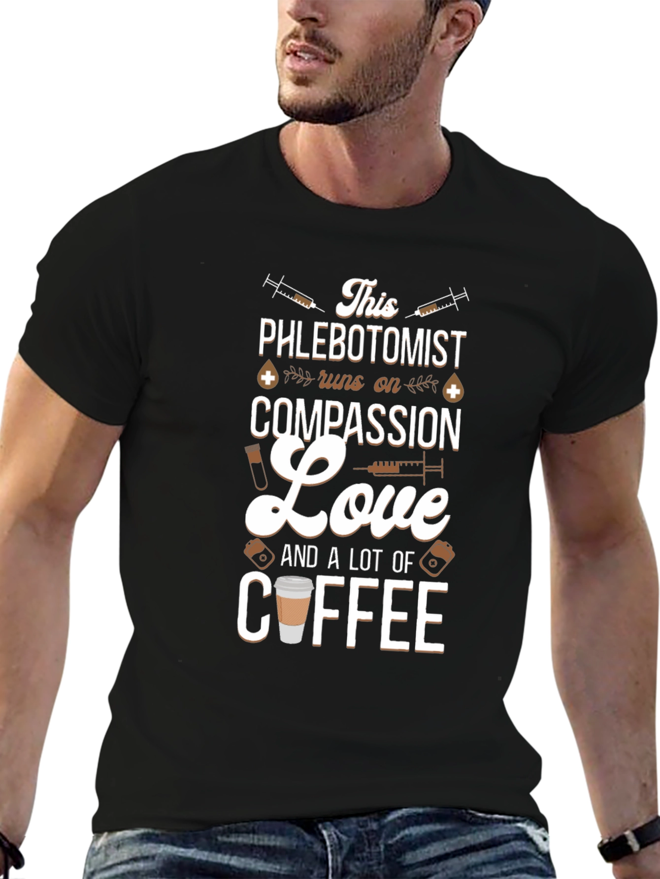 Phlebotomist Compassion Love and Coffee T-Shirt