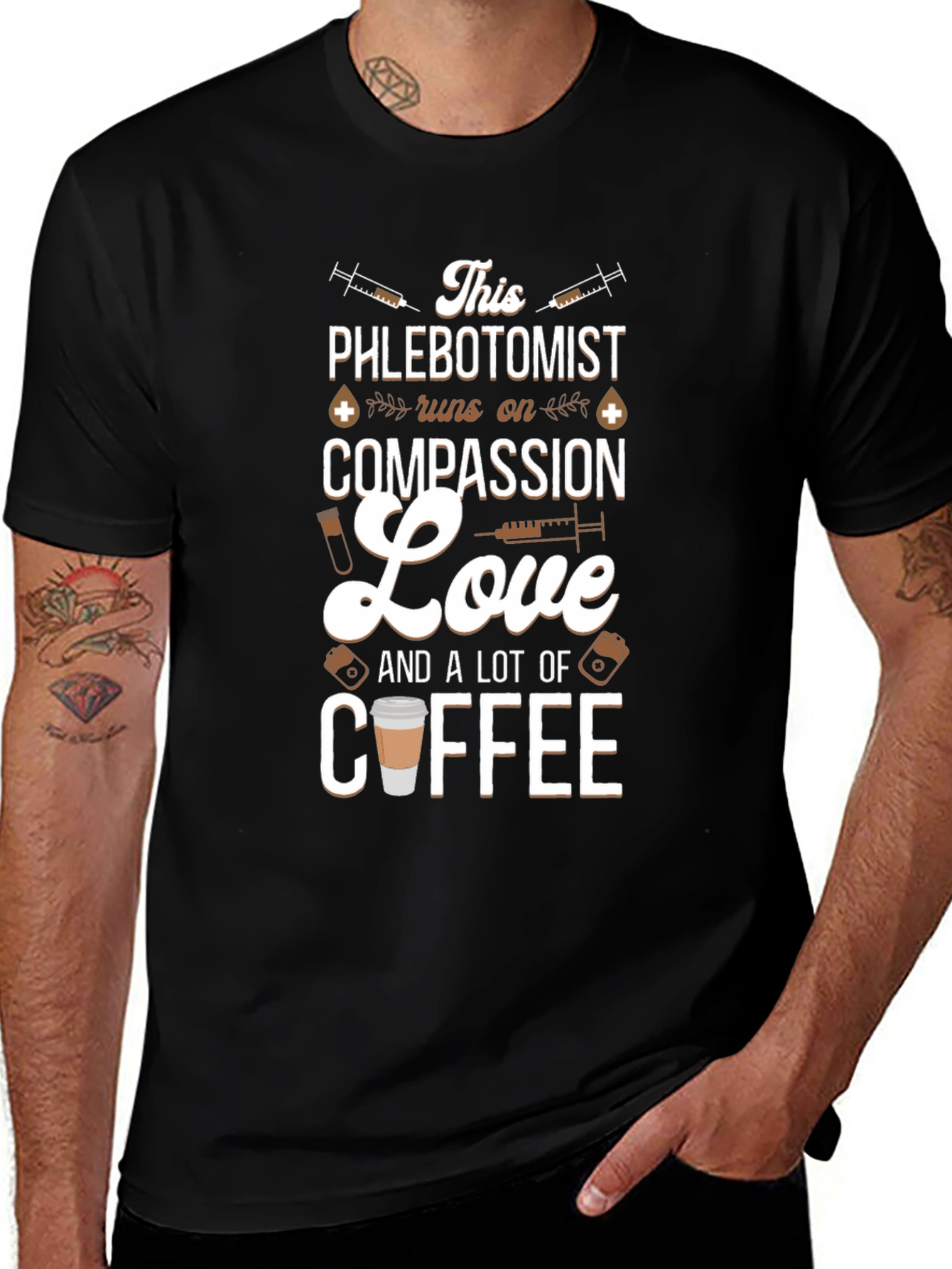 Phlebotomist Compassion Love and Coffee T-Shirt