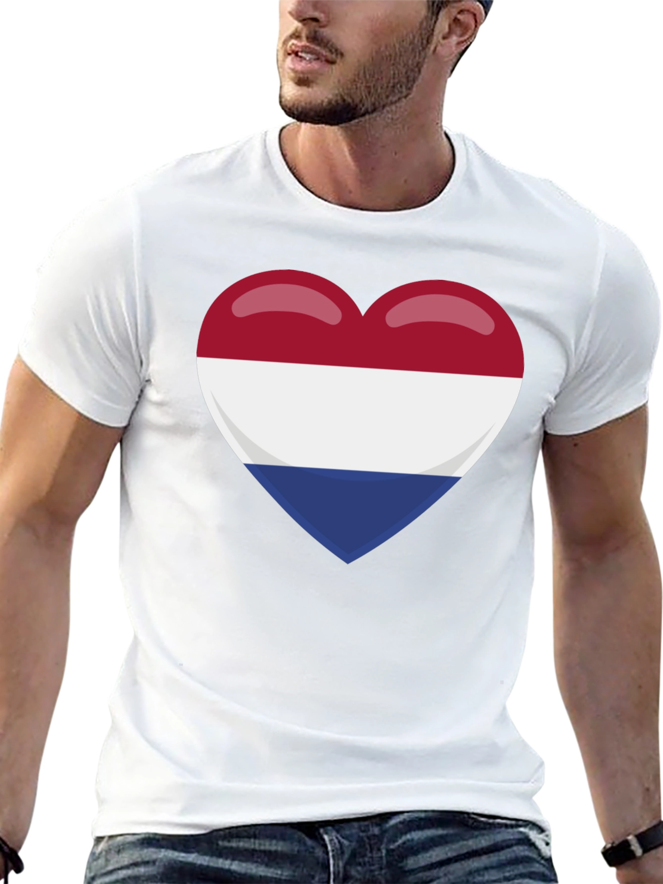 Netherlands Flag Heart T-Shirt - Black Cotton Tee
