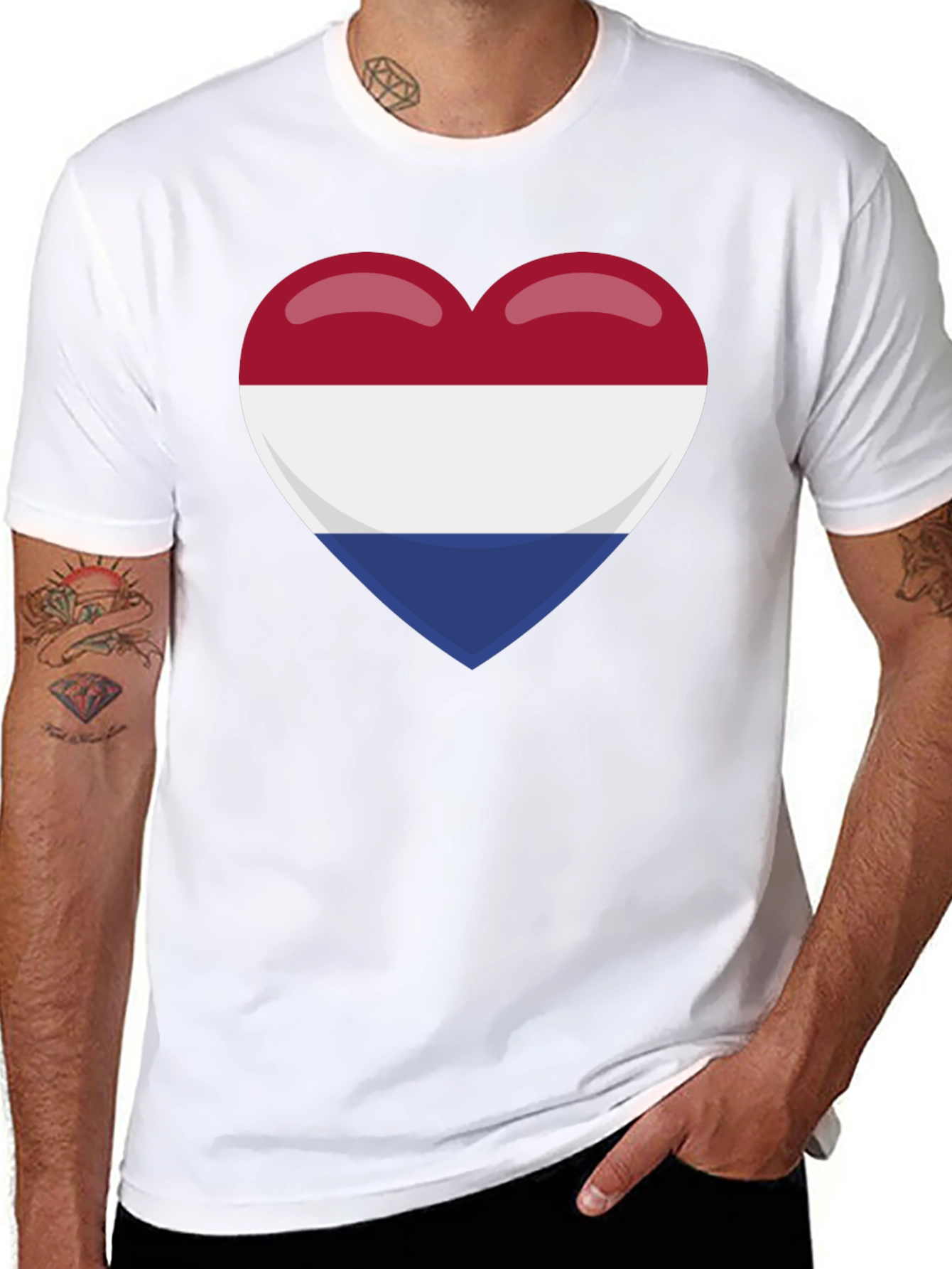 Netherlands Flag Heart T-Shirt - Black Cotton Tee