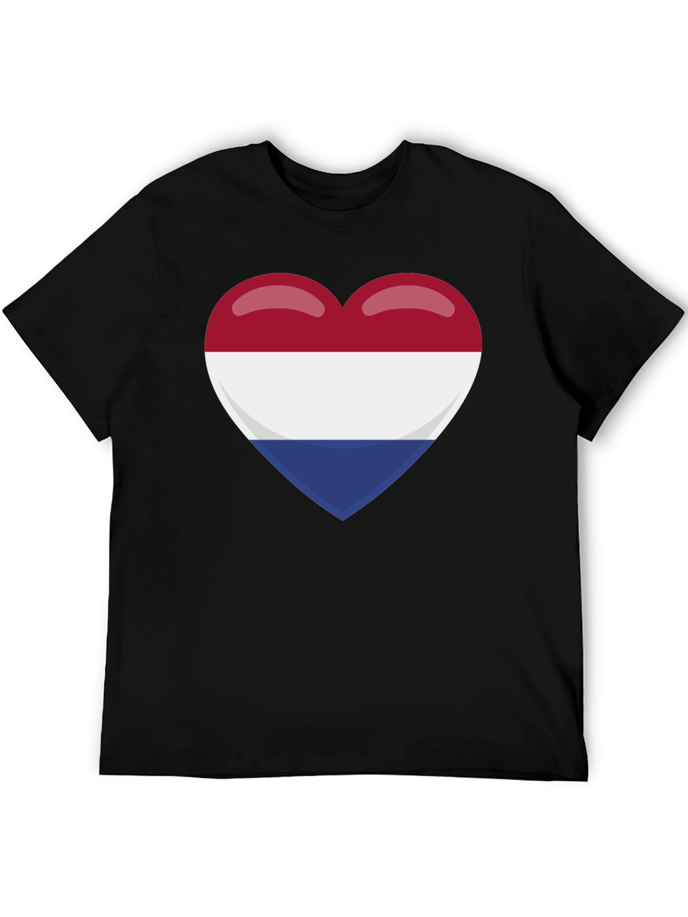 Netherlands Flag Heart T-Shirt - Black Cotton Tee