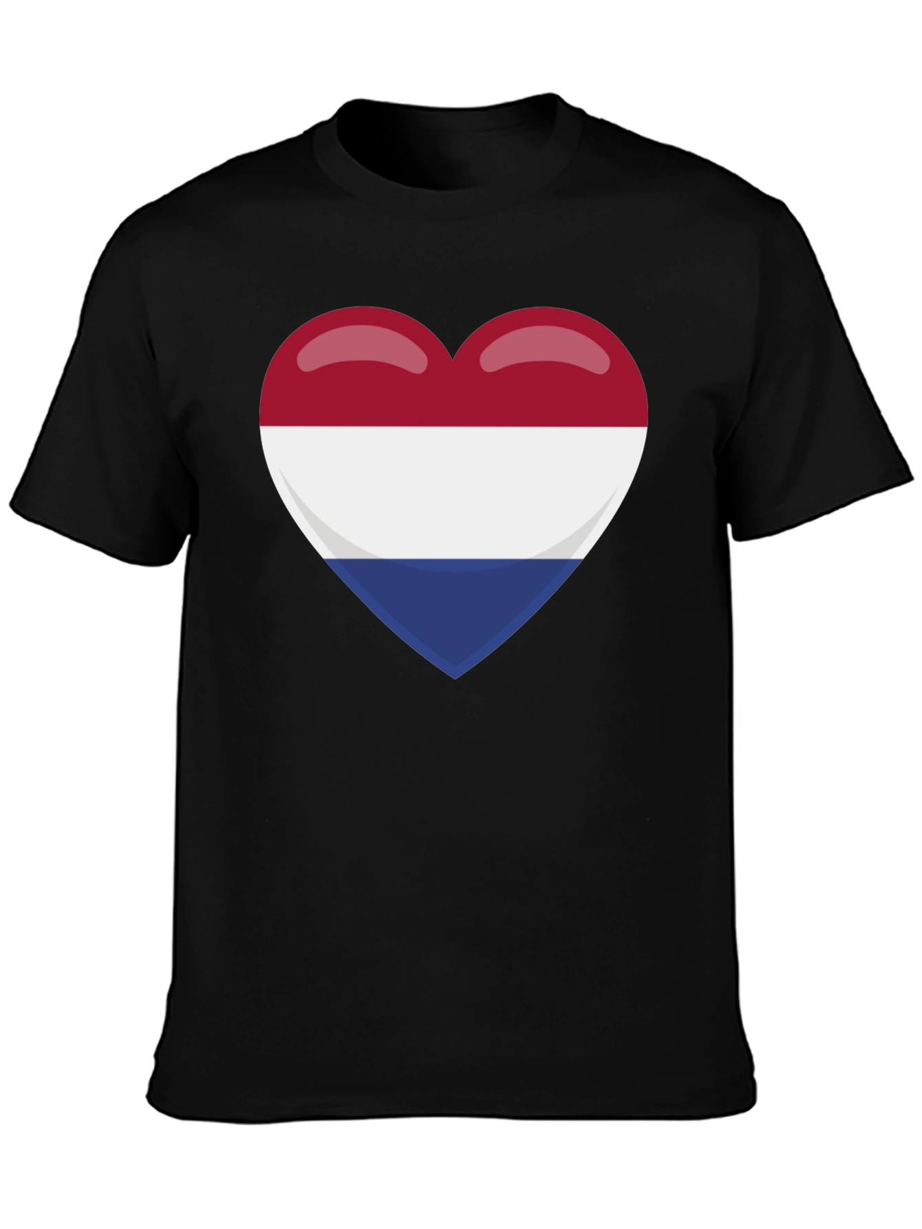 Netherlands Flag Heart T-Shirt - Black Cotton Tee