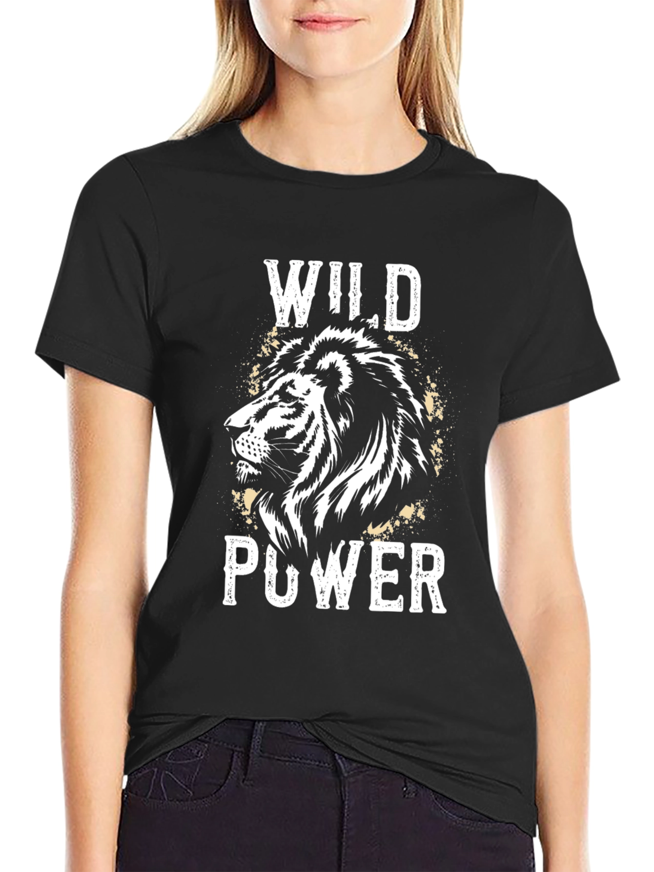 Wild Power Lion Graphic Tee - Black