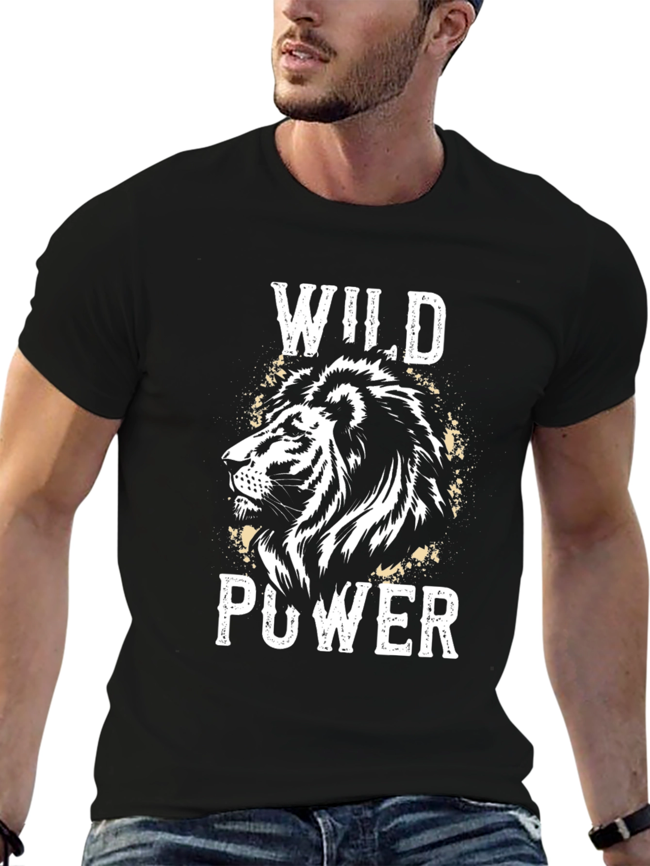 Wild Power Lion Graphic Tee - Black