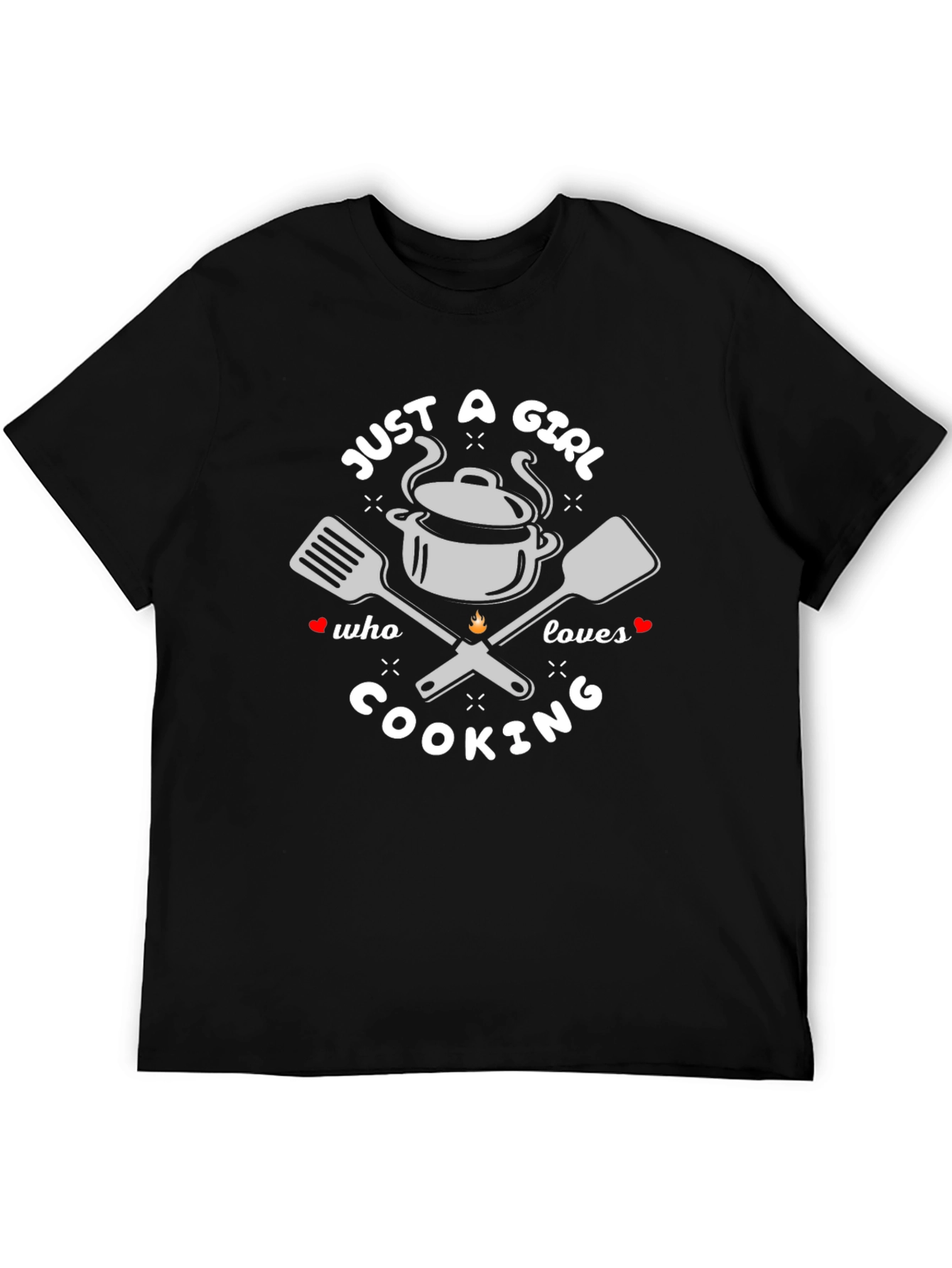 Just A Girl Who Loves Cooking Black T-Shirt