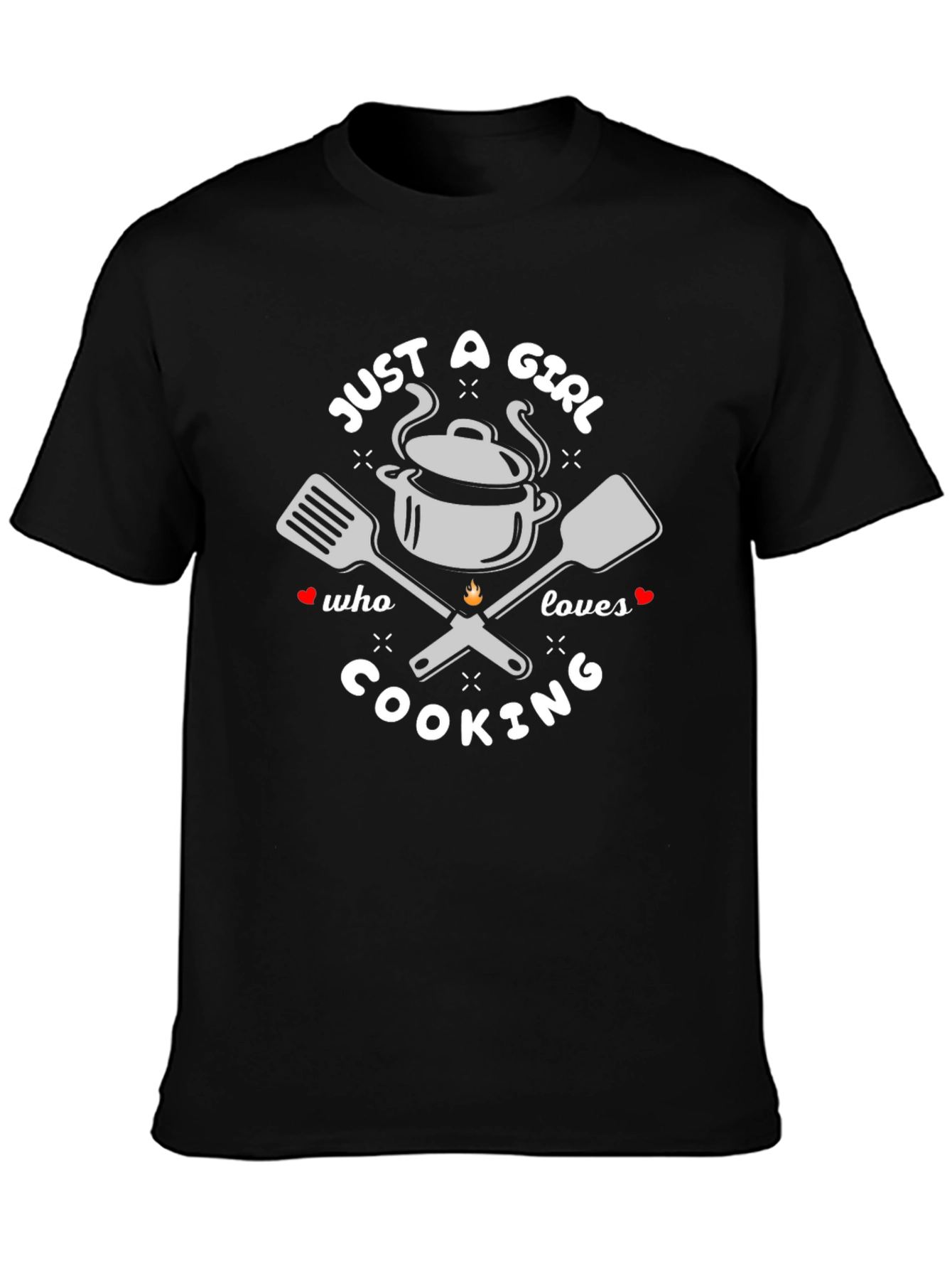Just A Girl Who Loves Cooking Black T-Shirt