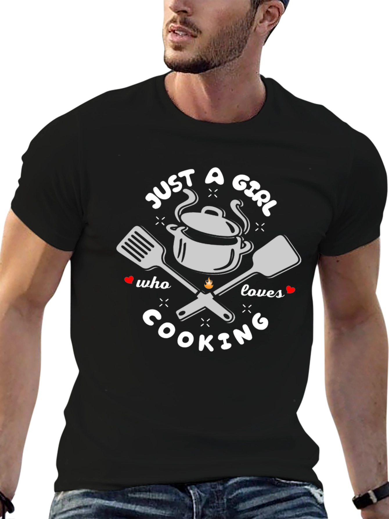 Just A Girl Who Loves Cooking Black T-Shirt