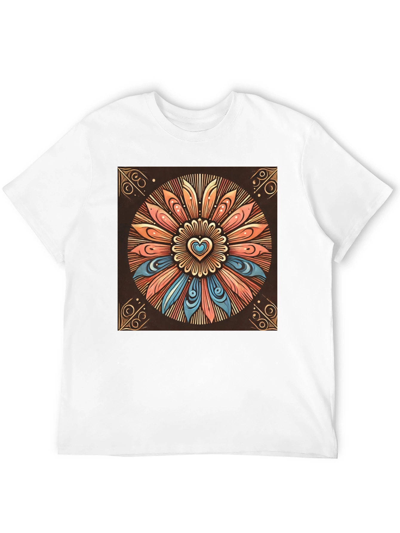 Boho Heart Mandala Graphic Tee - Stylish Comfort