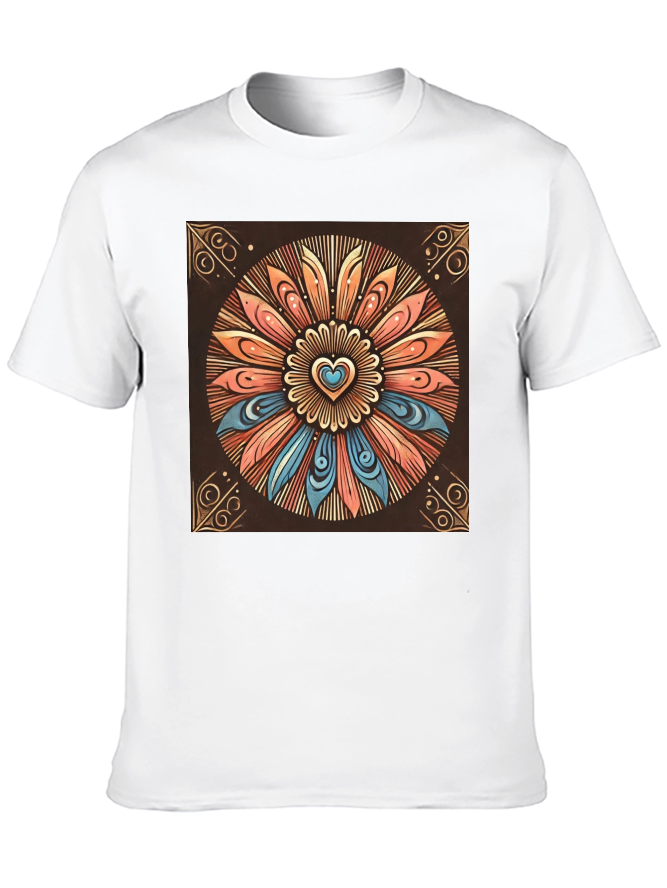 Boho Heart Mandala Graphic Tee - Stylish Comfort