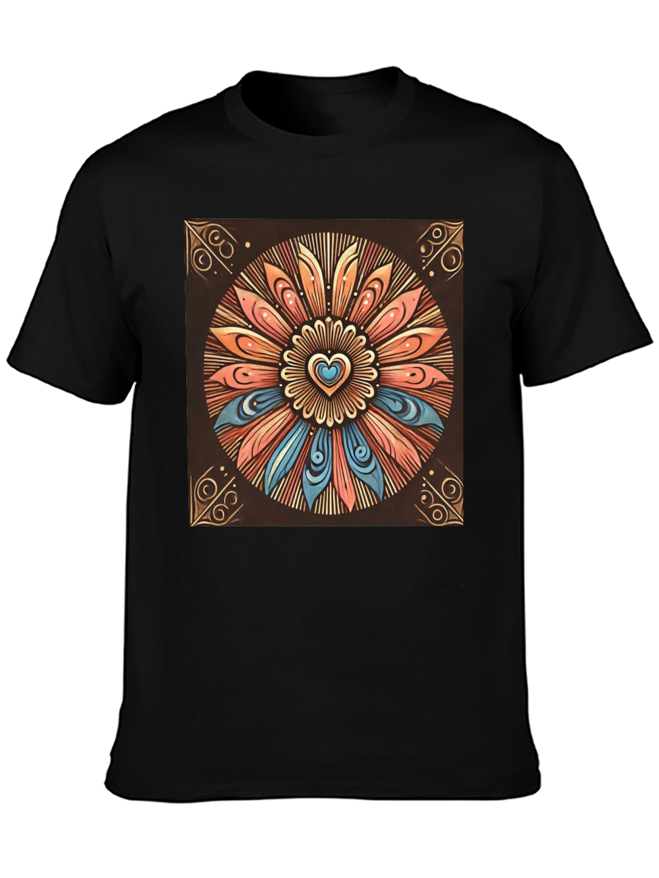 Boho Heart Mandala Graphic Tee - Stylish Comfort
