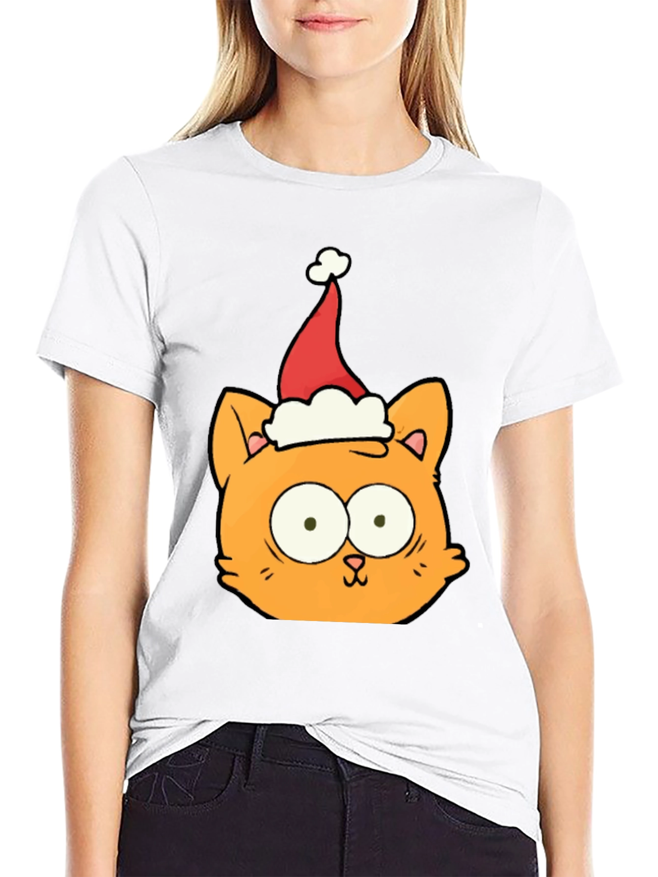 Christmas Cat T-Shirt - Black