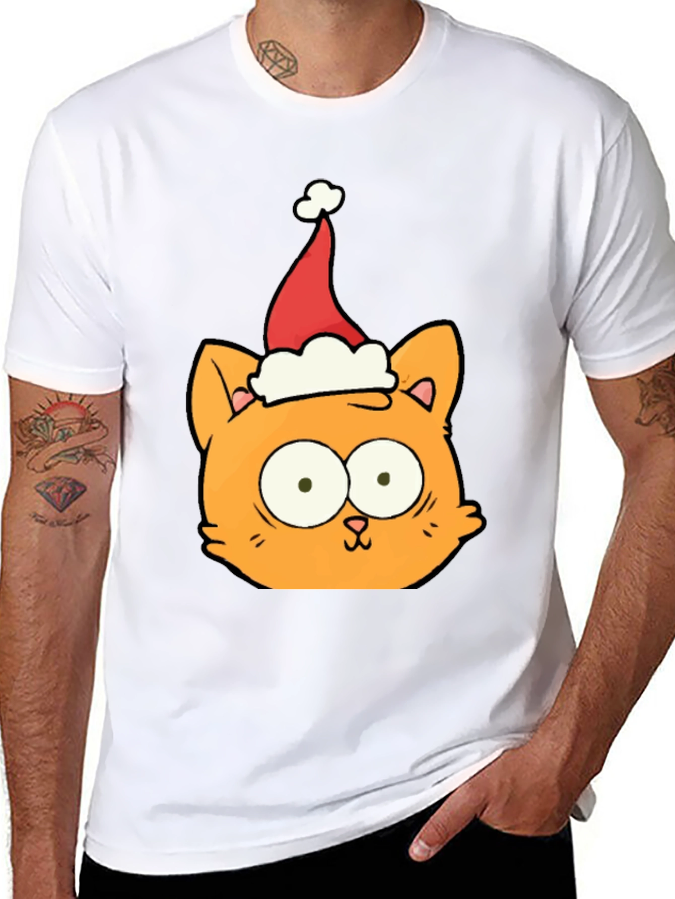 Christmas Cat T-Shirt - Black