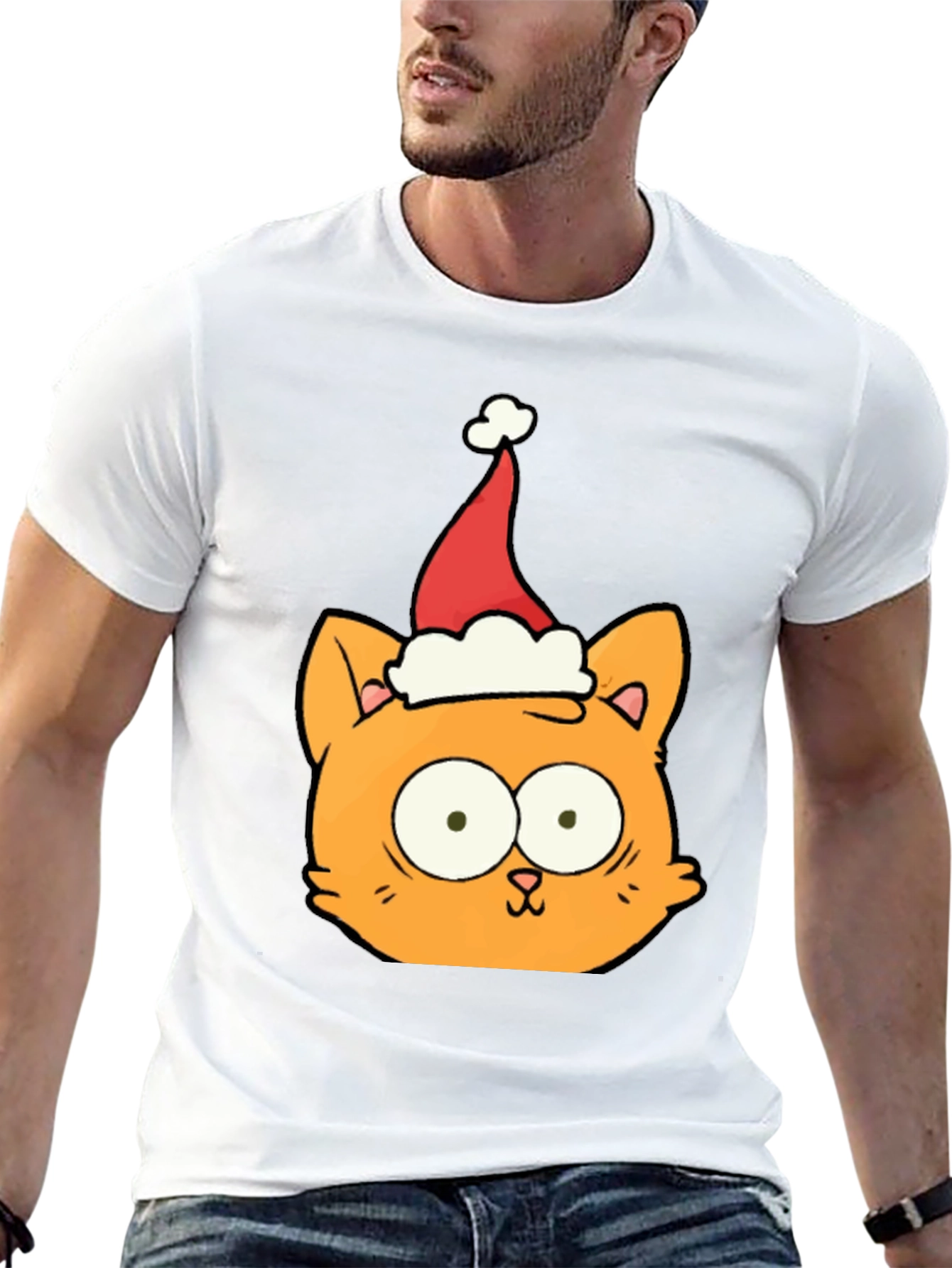 Christmas Cat T-Shirt - Black