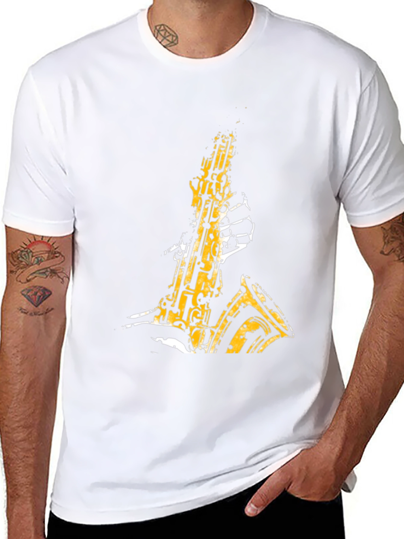 Cool Saxophone Graphic Tee - Mens Black T-Shirt