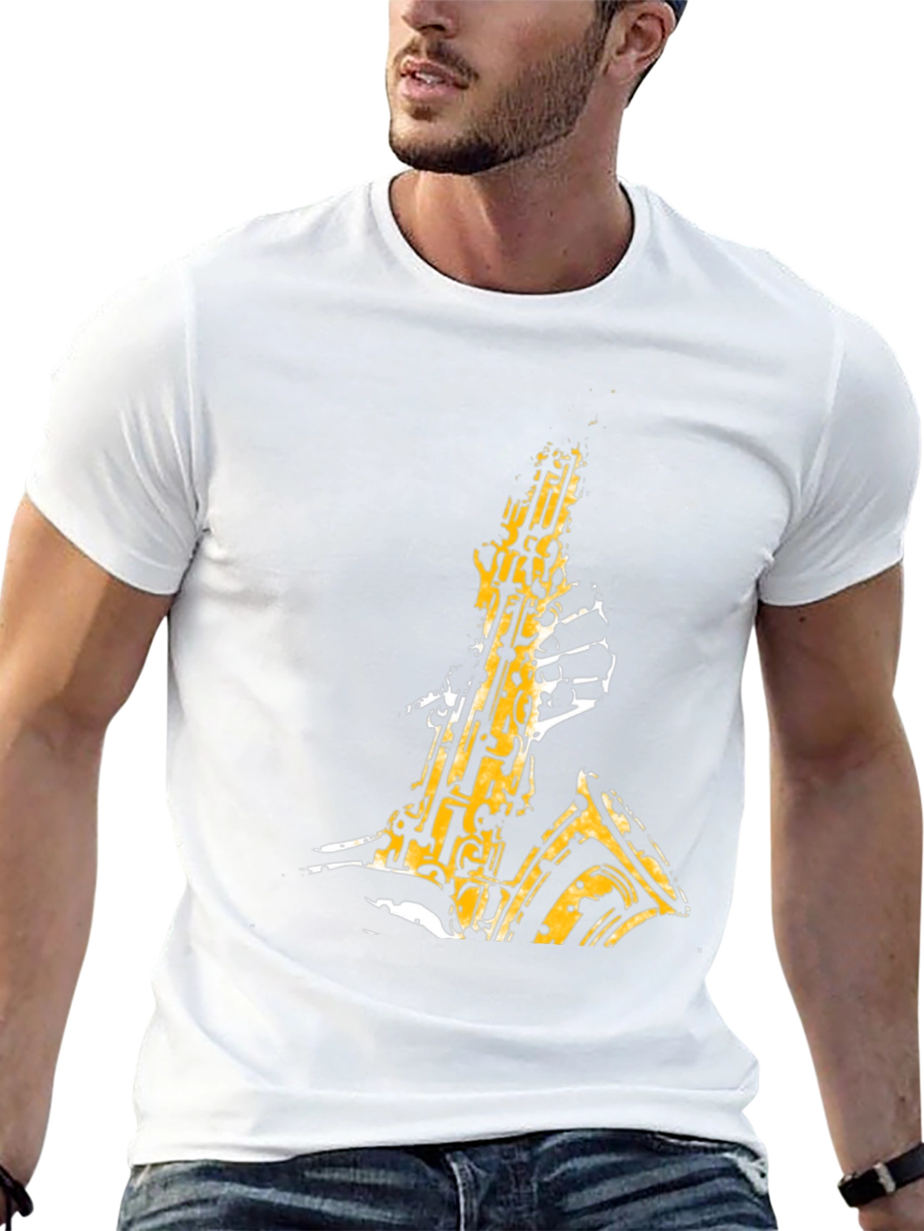 Cool Saxophone Graphic Tee - Mens Black T-Shirt