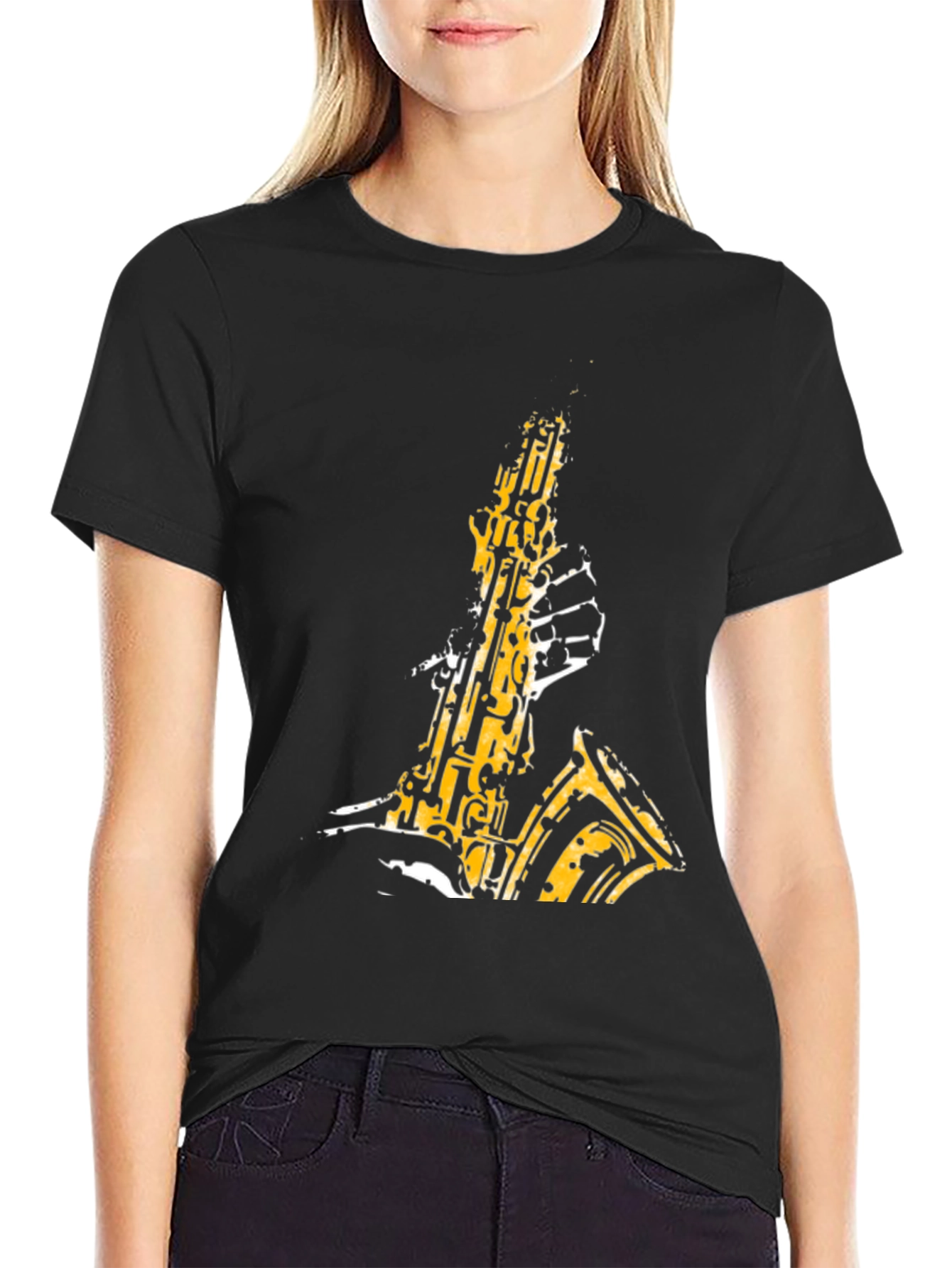 Cool Saxophone Graphic Tee - Mens Black T-Shirt