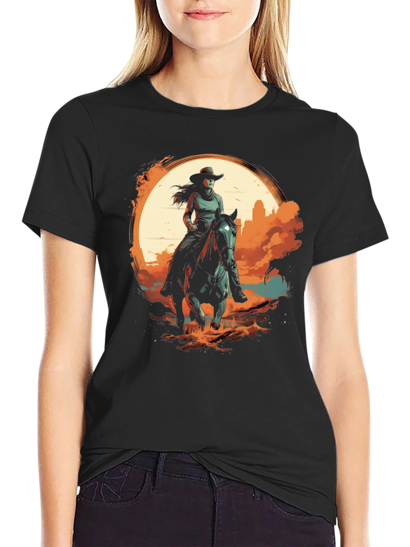 Western Rider Graphic Tee - Black Unisex T-Shirt