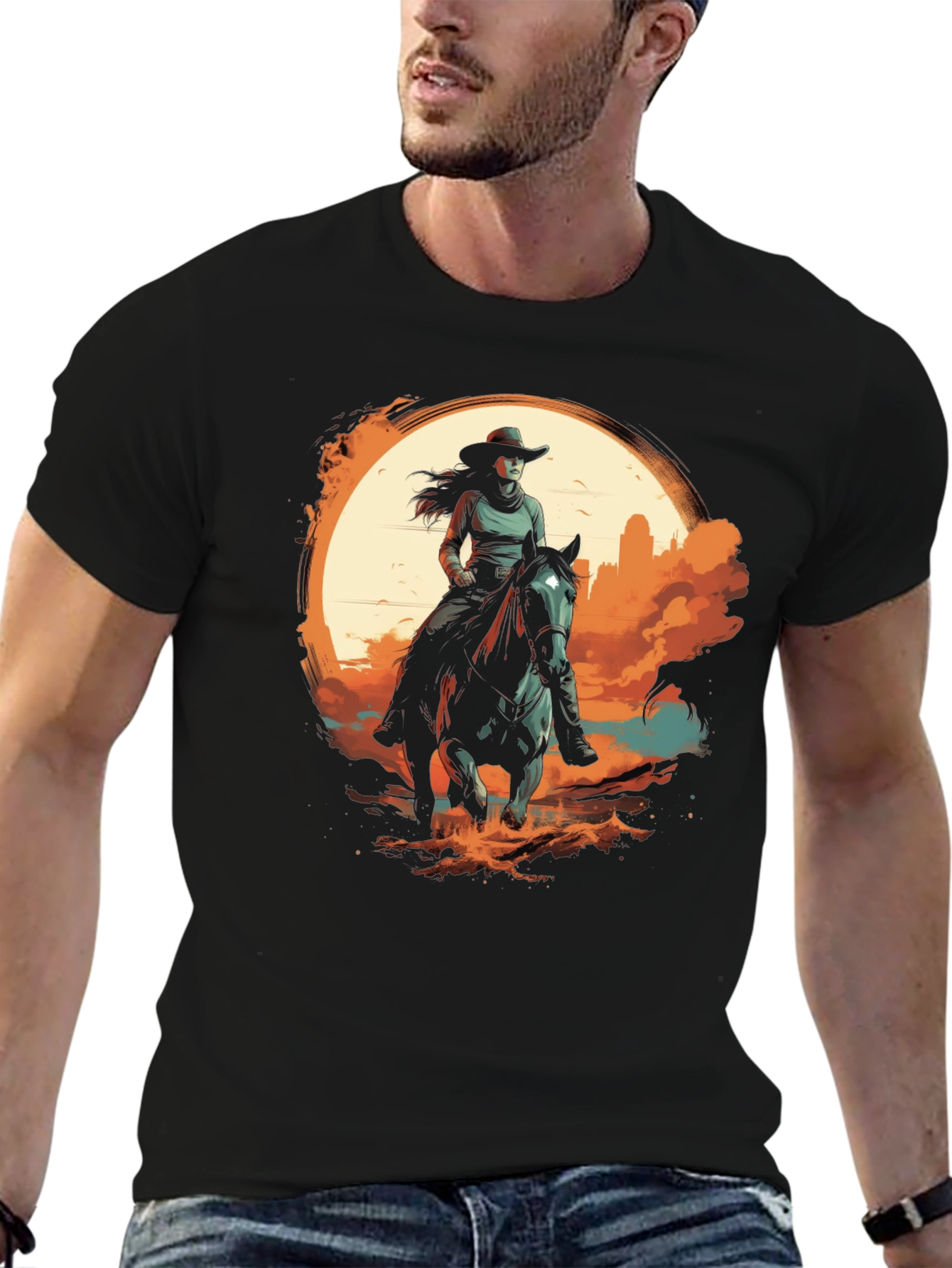 Western Rider Graphic Tee - Black Unisex T-Shirt