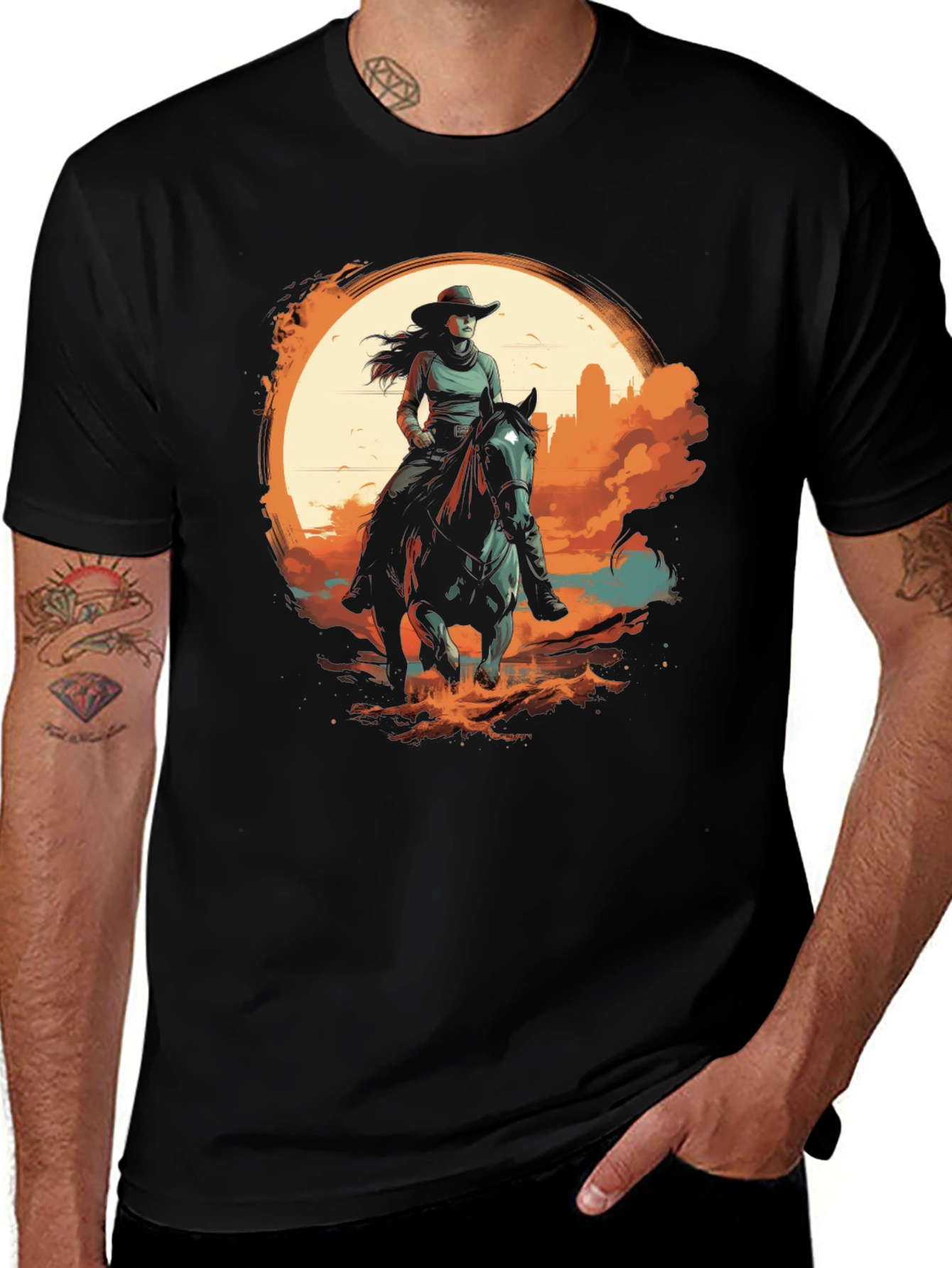 Western Rider Graphic Tee - Black Unisex T-Shirt