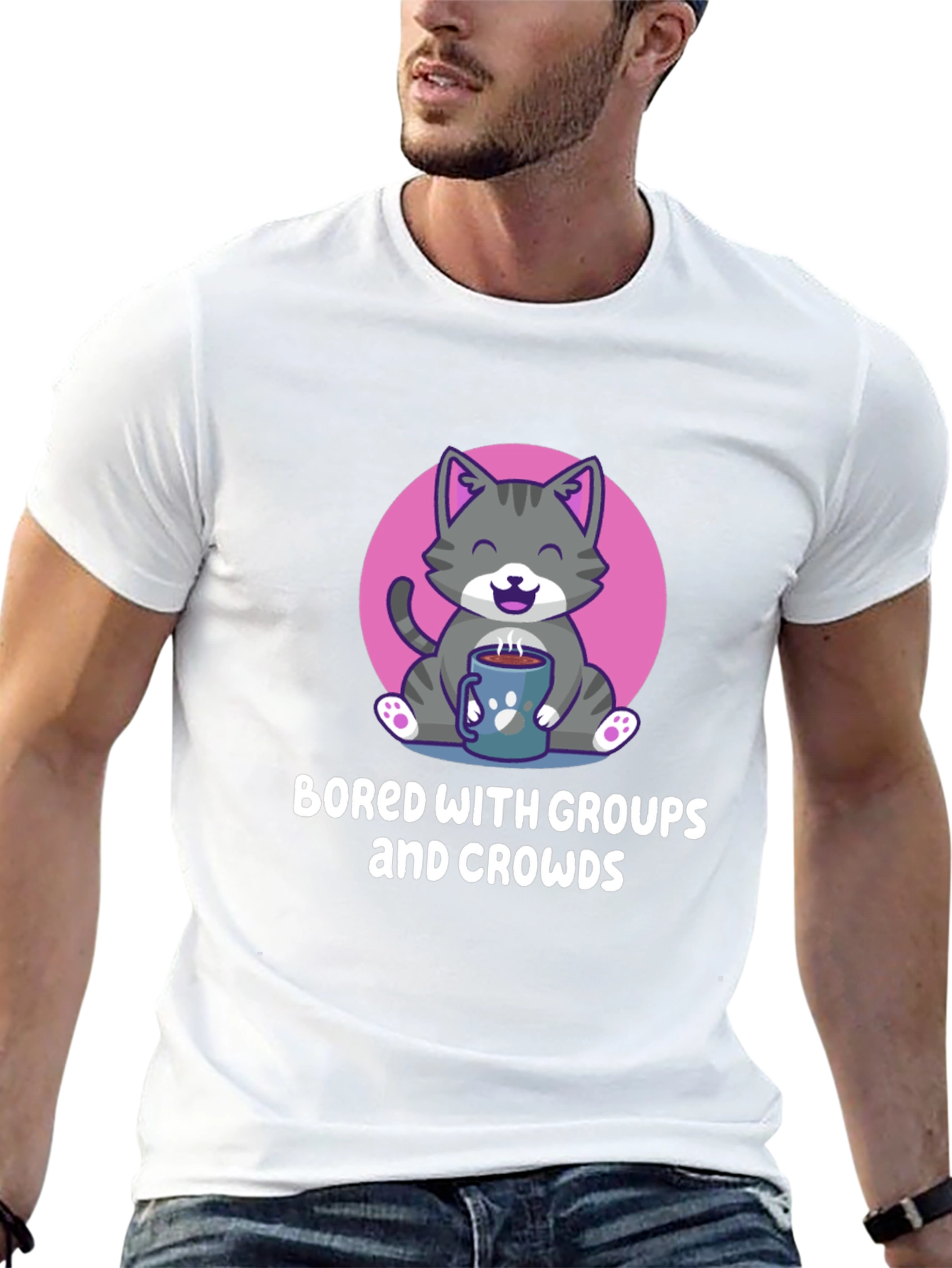 Bored with Groups & Crowds Cat T-Shirt